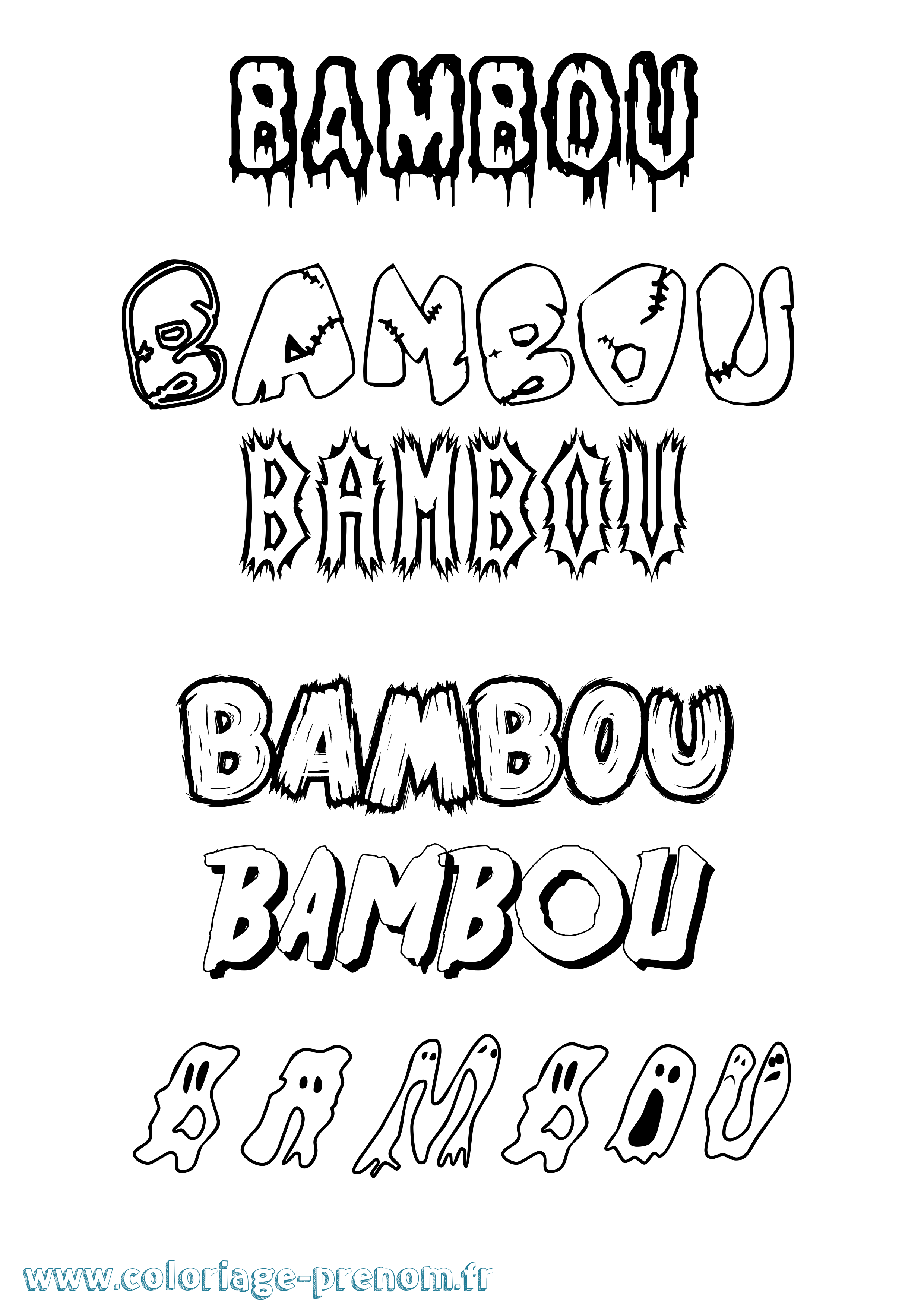Coloriage prénom Bambou Frisson