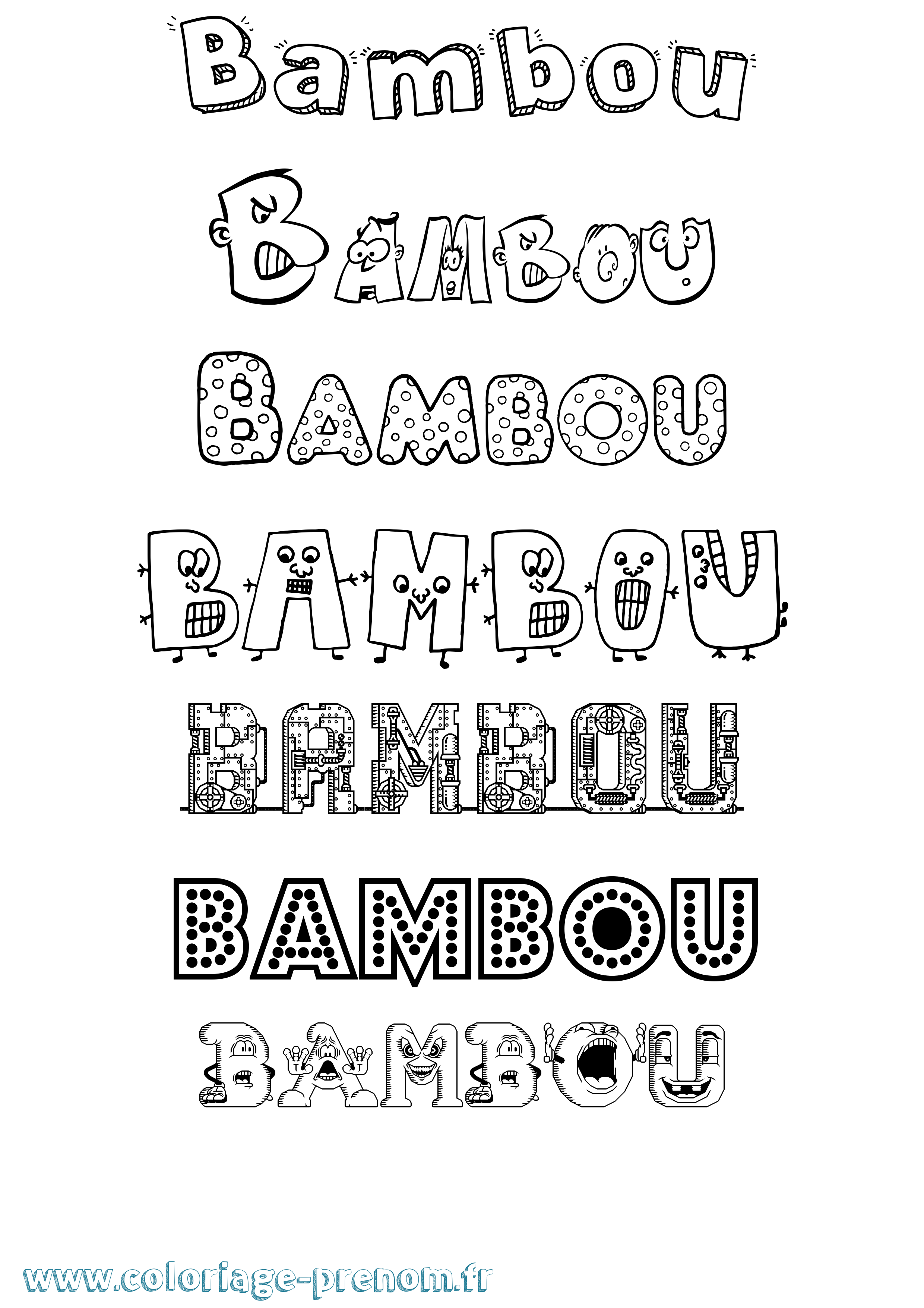 Coloriage prénom Bambou Fun