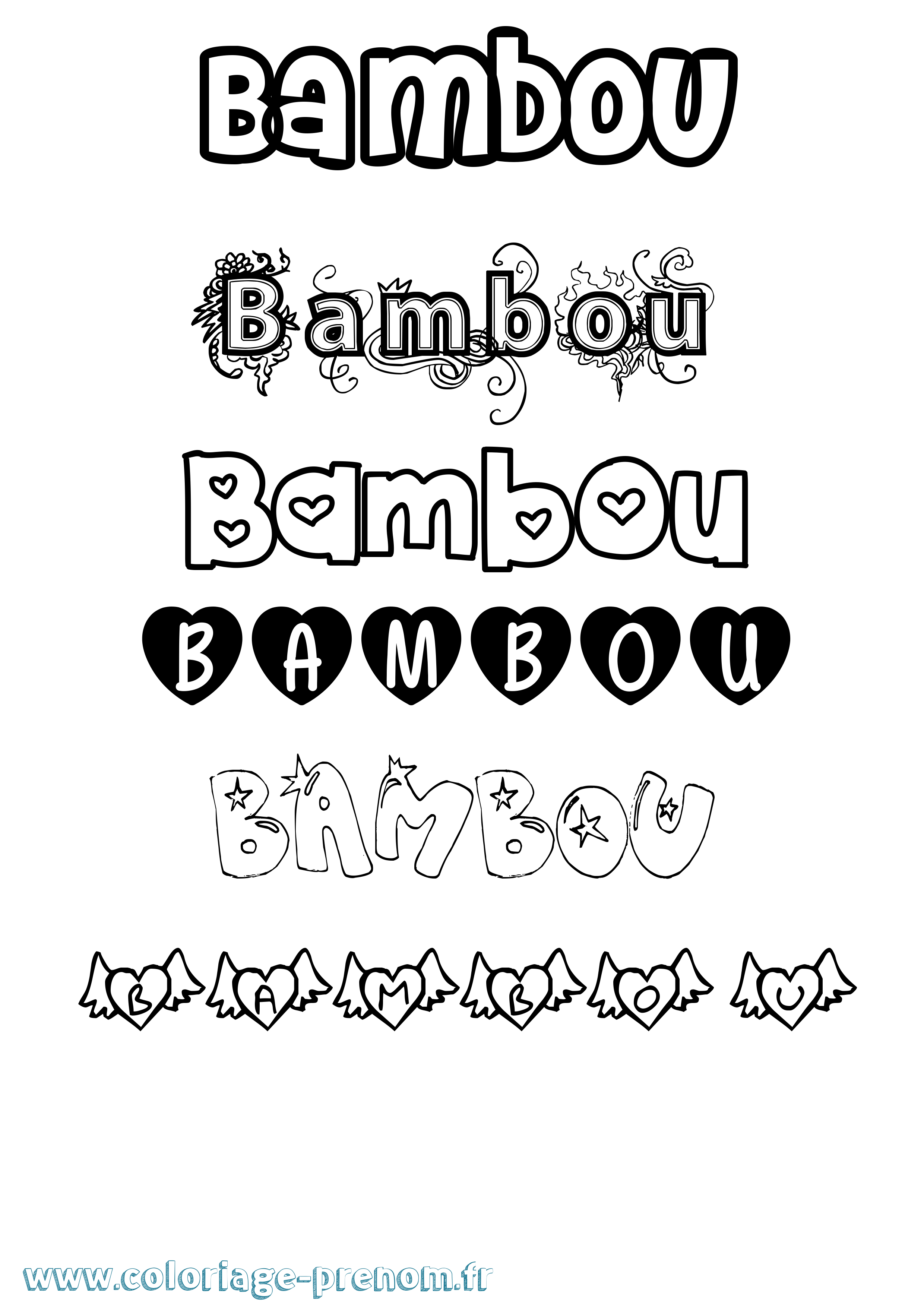 Coloriage prénom Bambou Girly