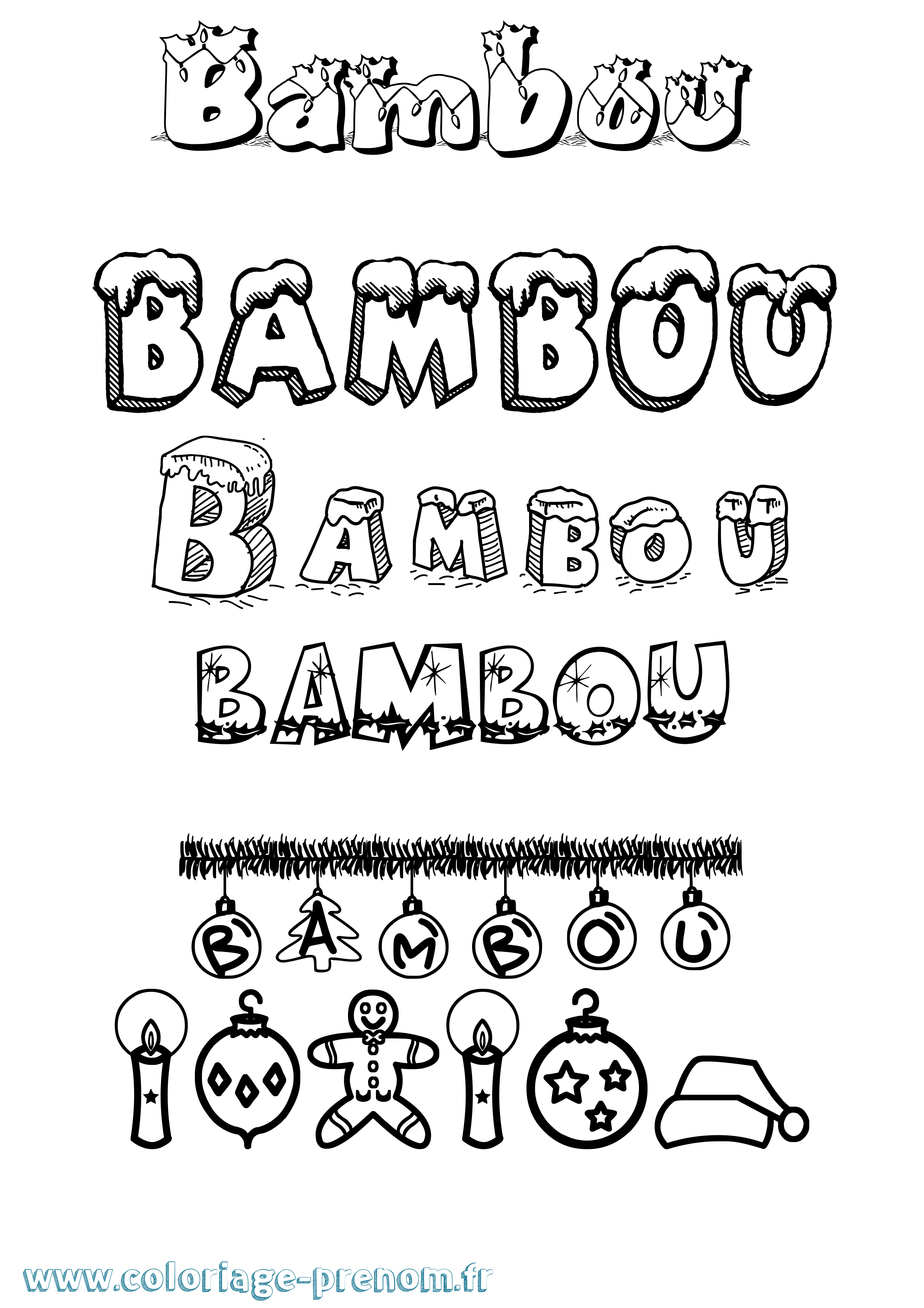 Coloriage prénom Bambou Noël