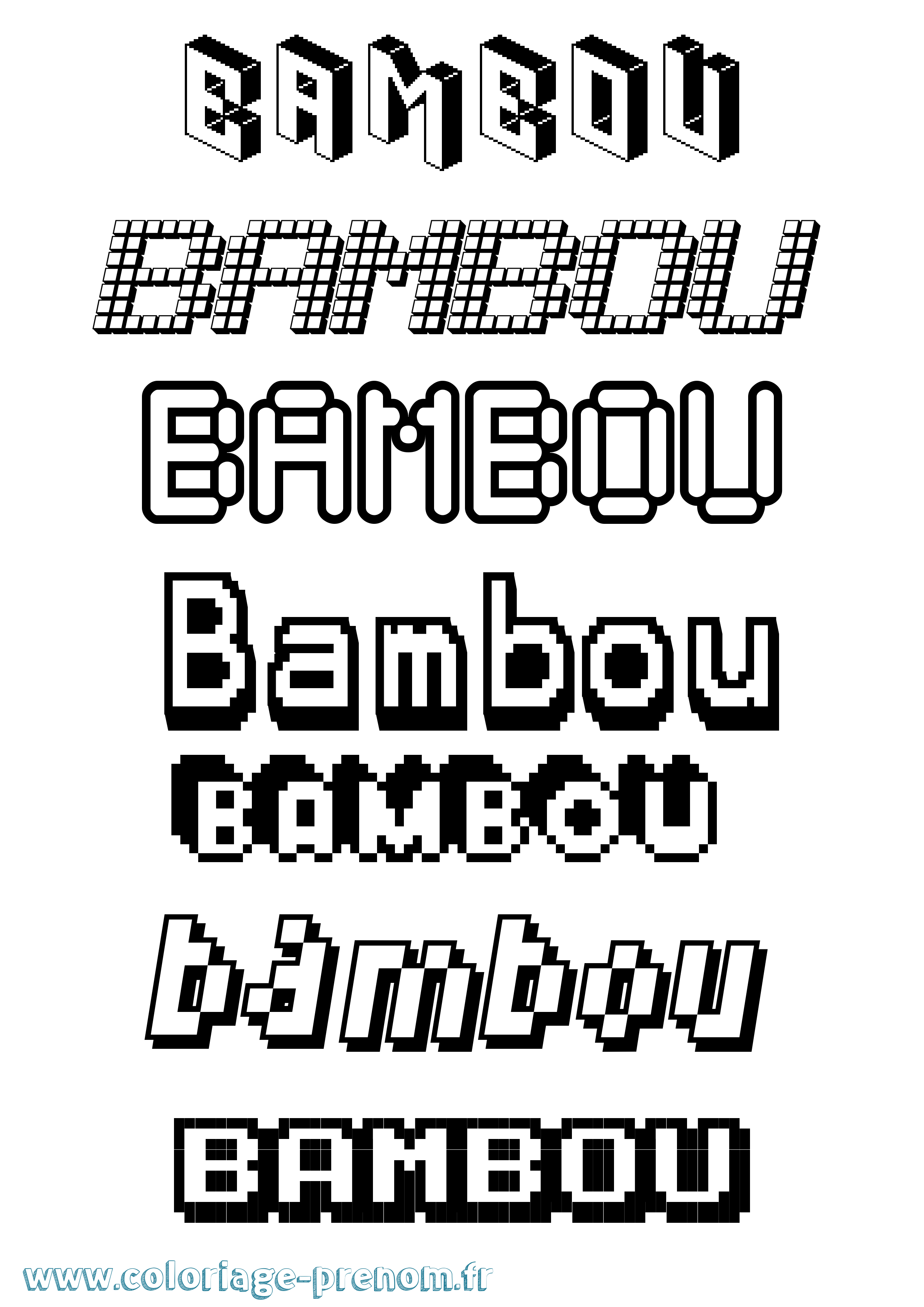 Coloriage prénom Bambou Pixel