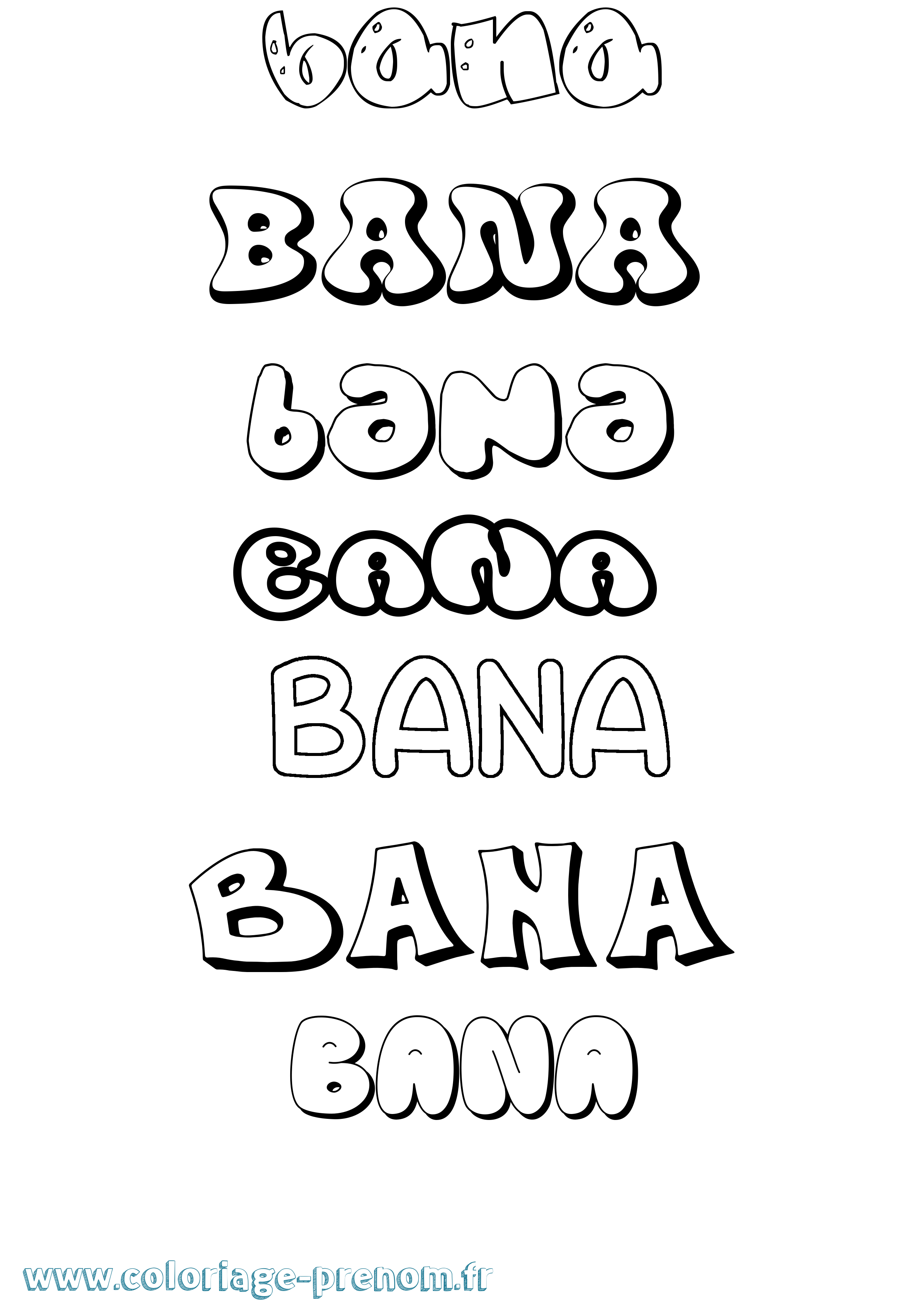 Coloriage prénom Bana Bubble