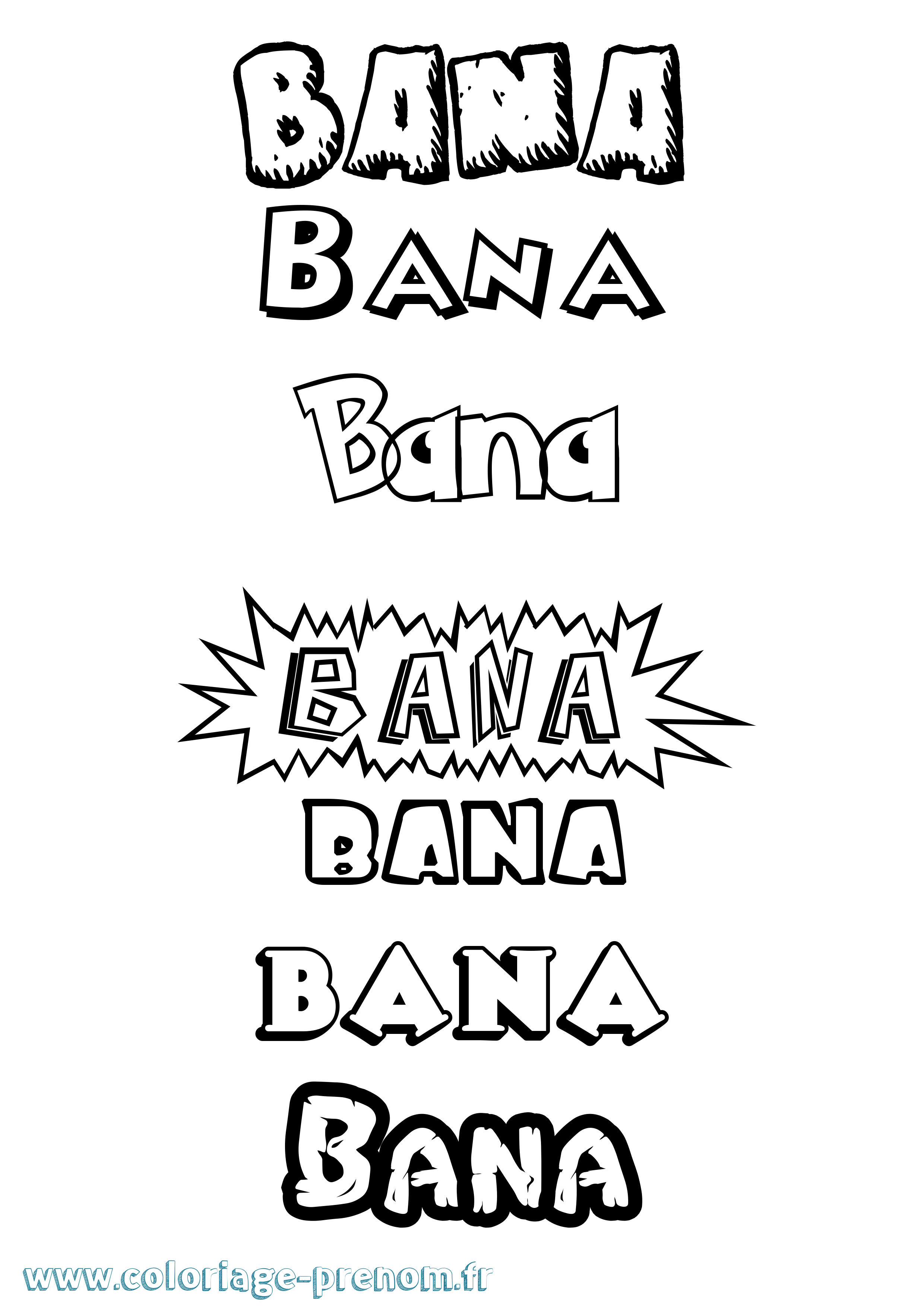 Coloriage prénom Bana Dessin Animé