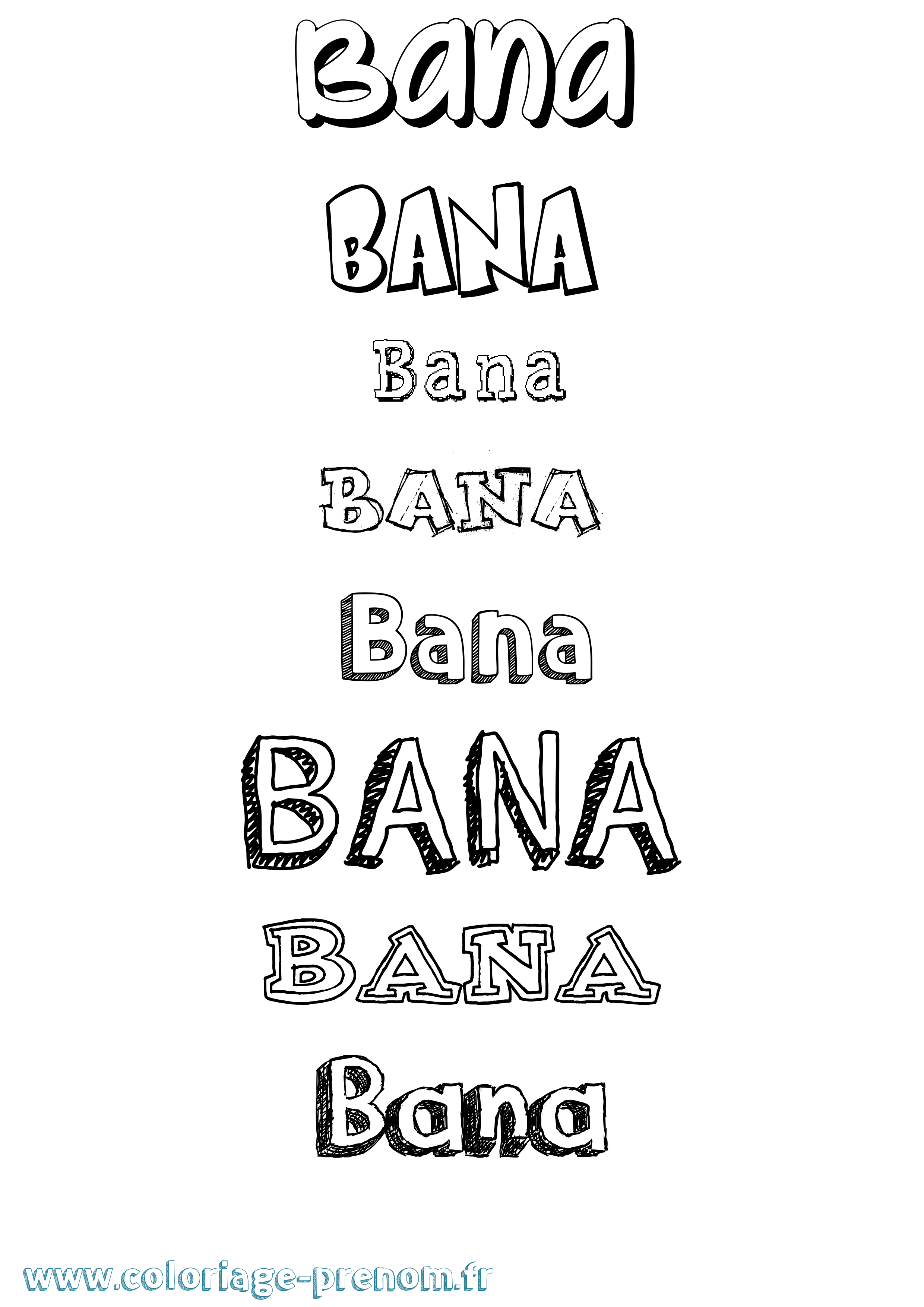 Coloriage prénom Bana Dessiné