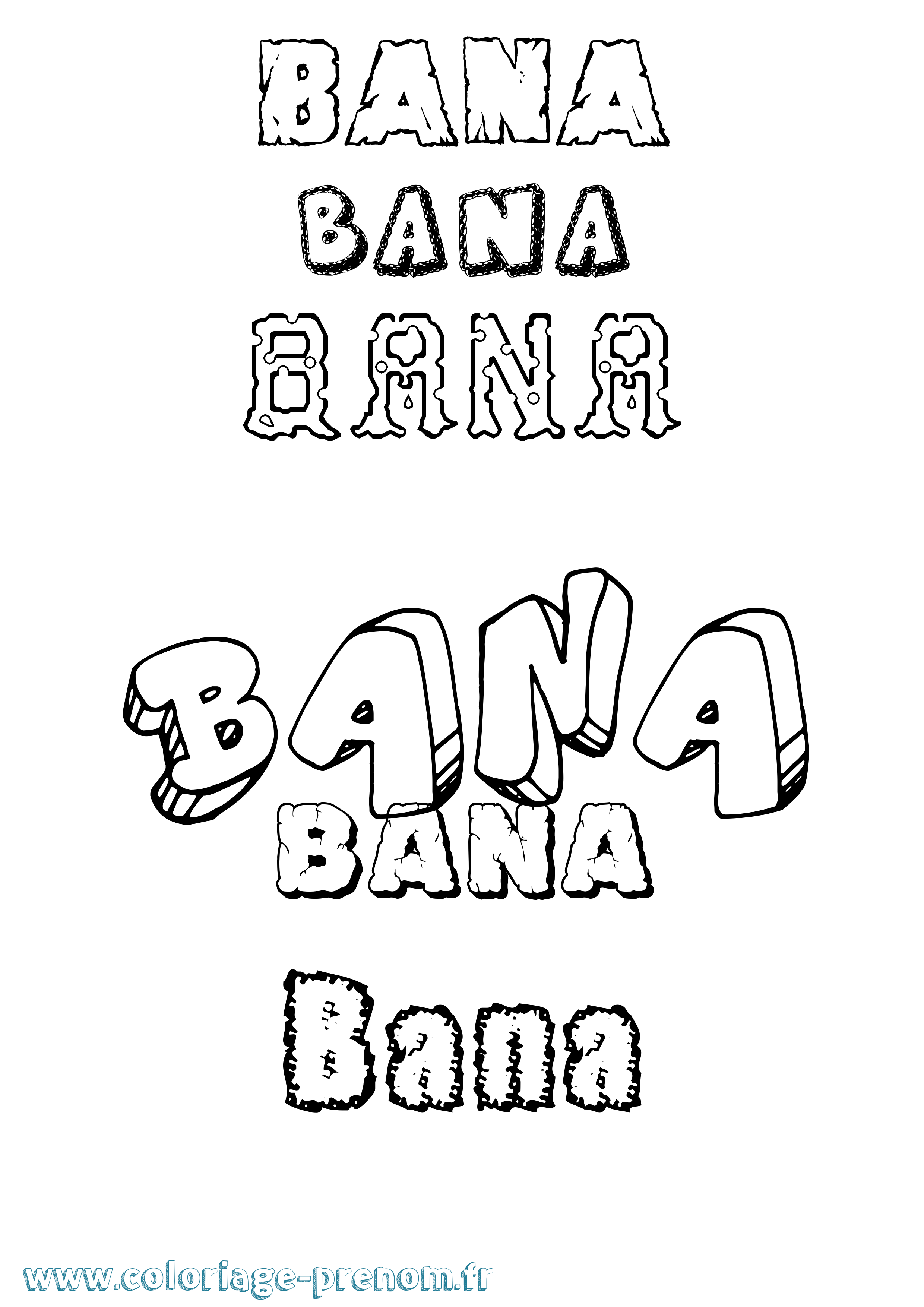 Coloriage prénom Bana Destructuré