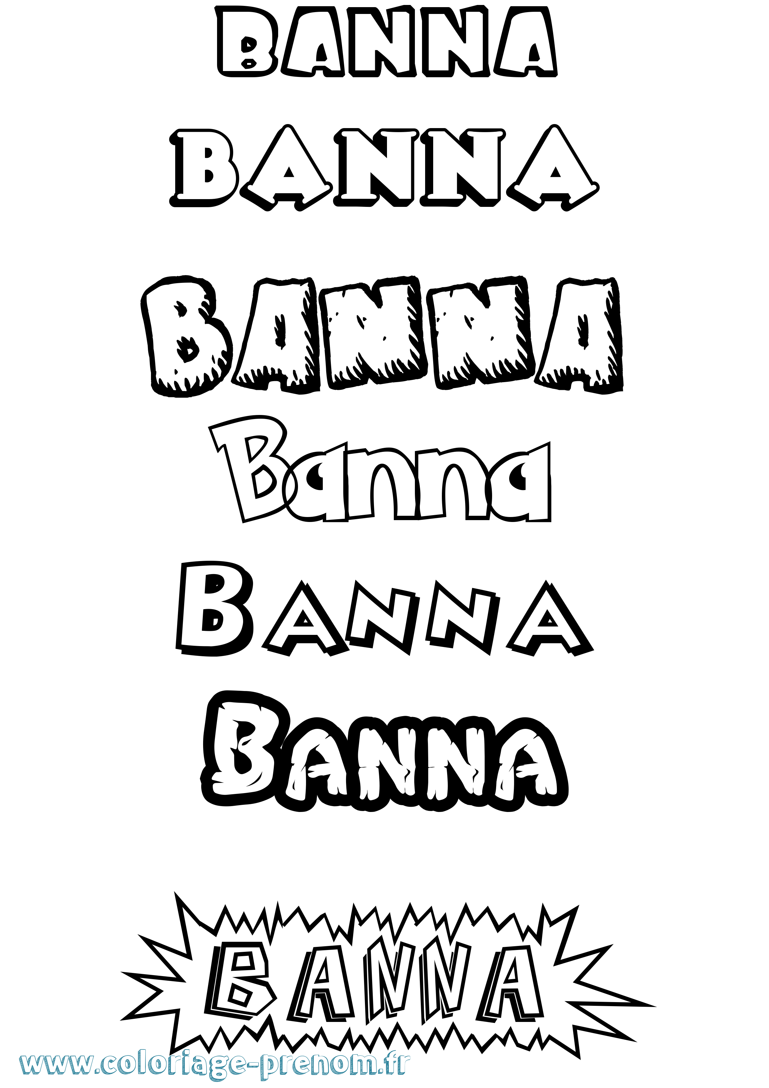 Coloriage Banna Dessin Animé Coloriage prénom Banna Dessin Animé