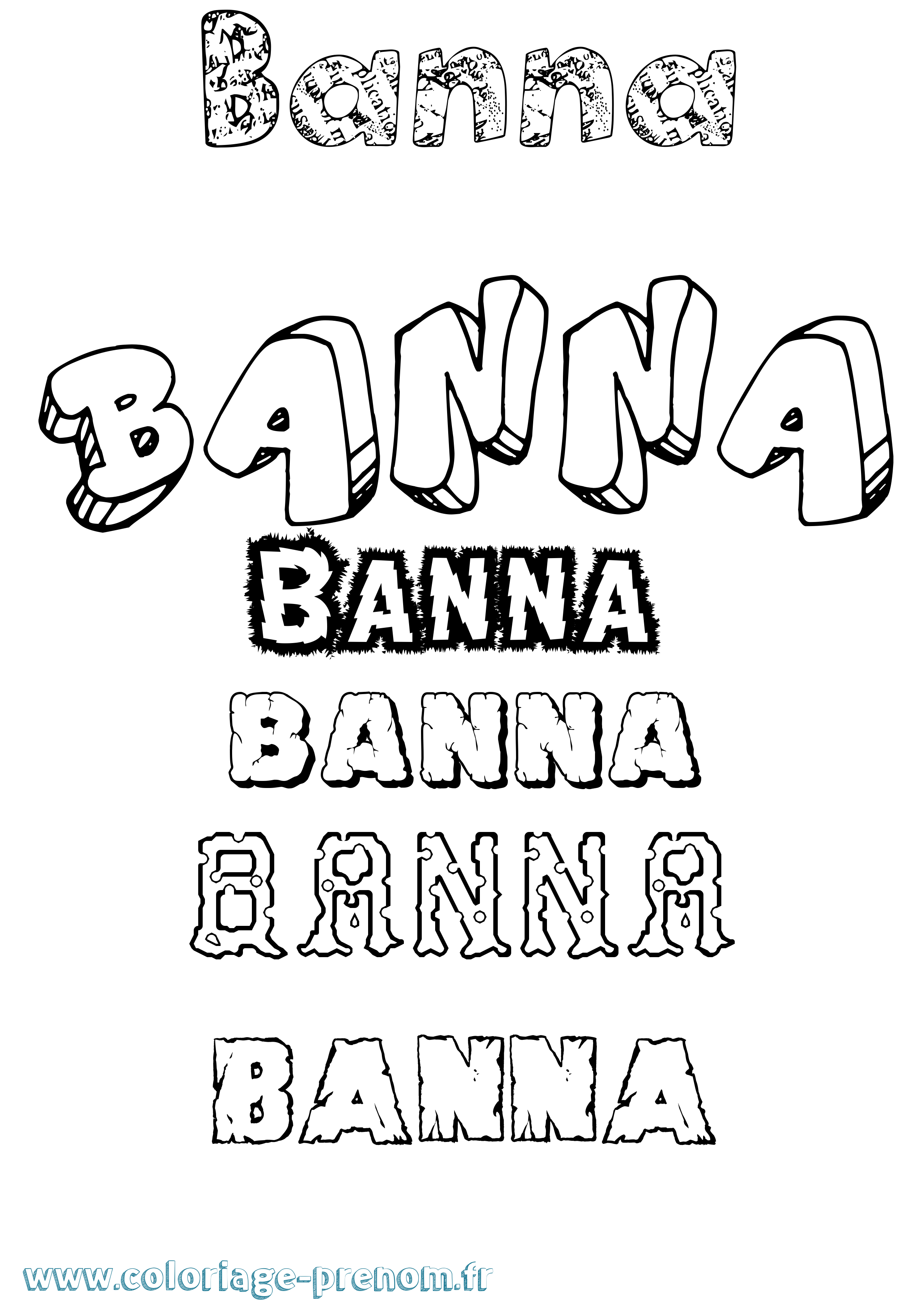 Coloriage Banna Destructuré Coloriage prénom Banna Destructuré