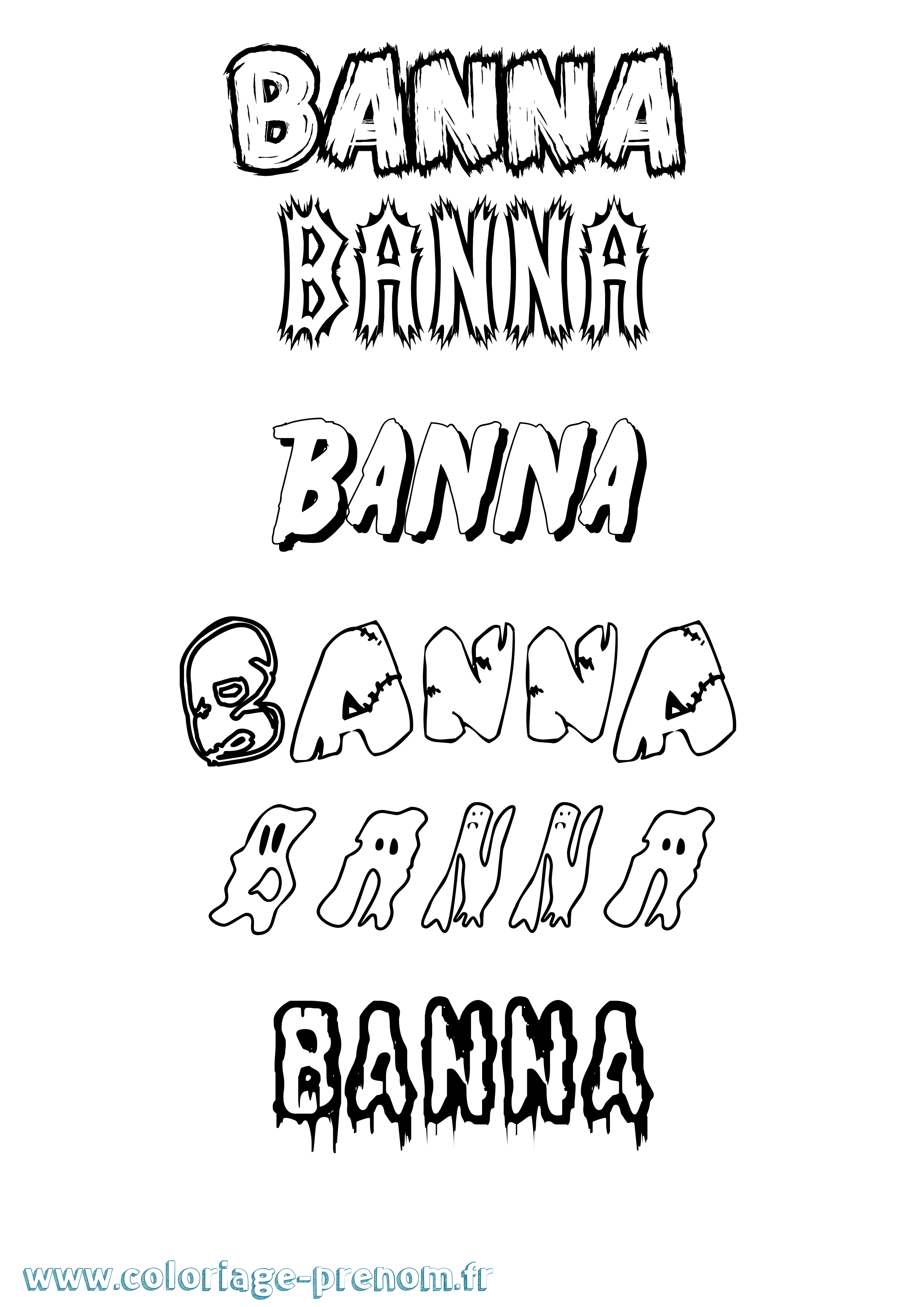 Coloriage Banna Frisson Coloriage prénom Banna Frisson