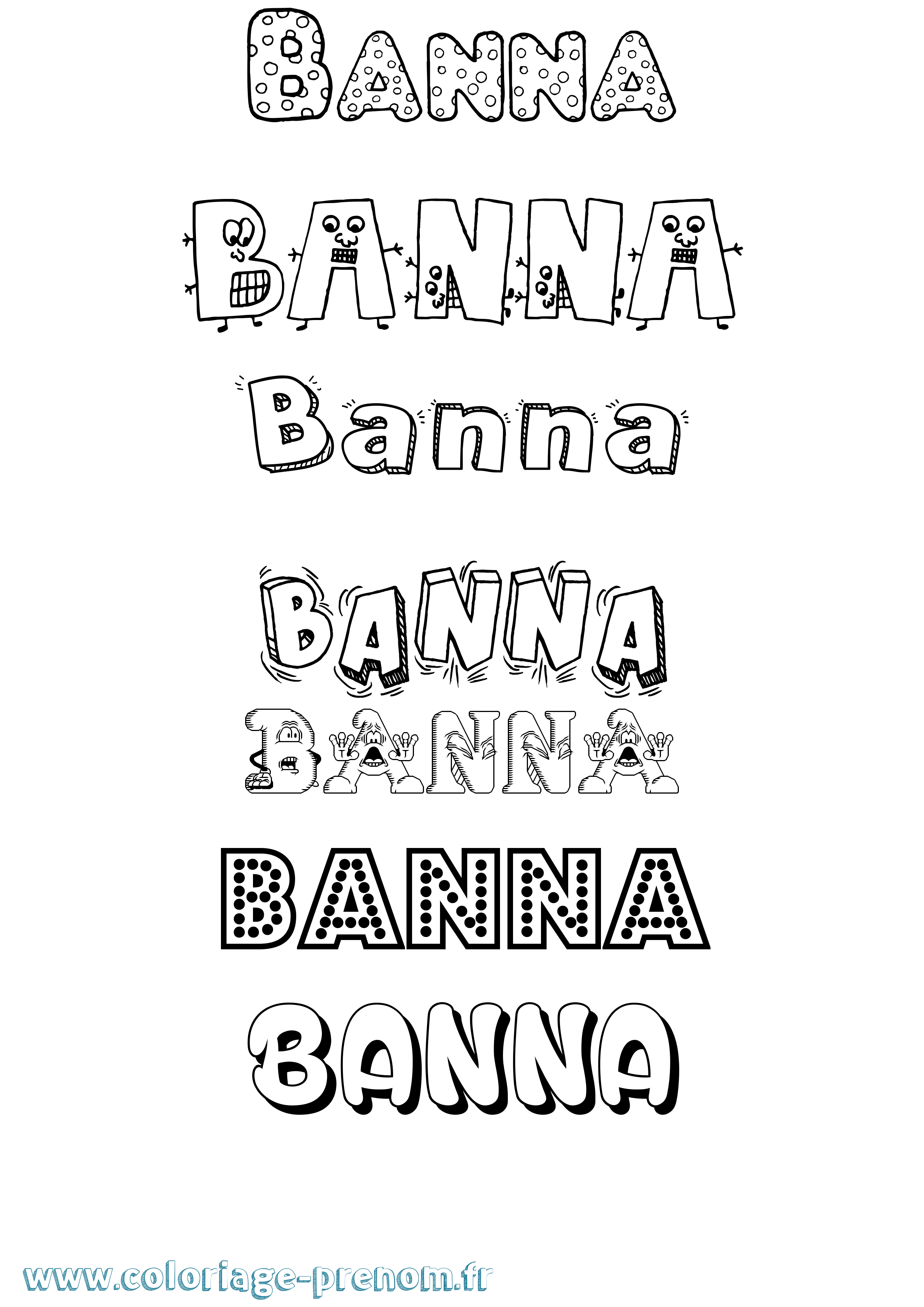 Coloriage Banna Fun Coloriage prénom Banna Fun