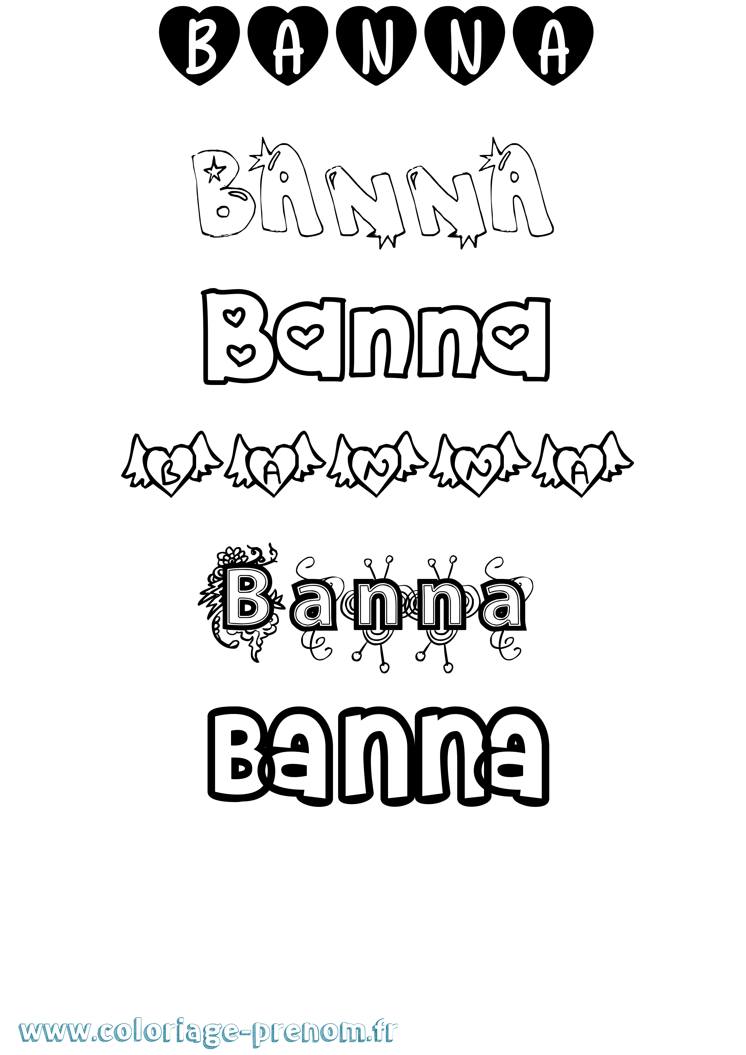 Coloriage Banna Girly Coloriage prénom Banna Girly