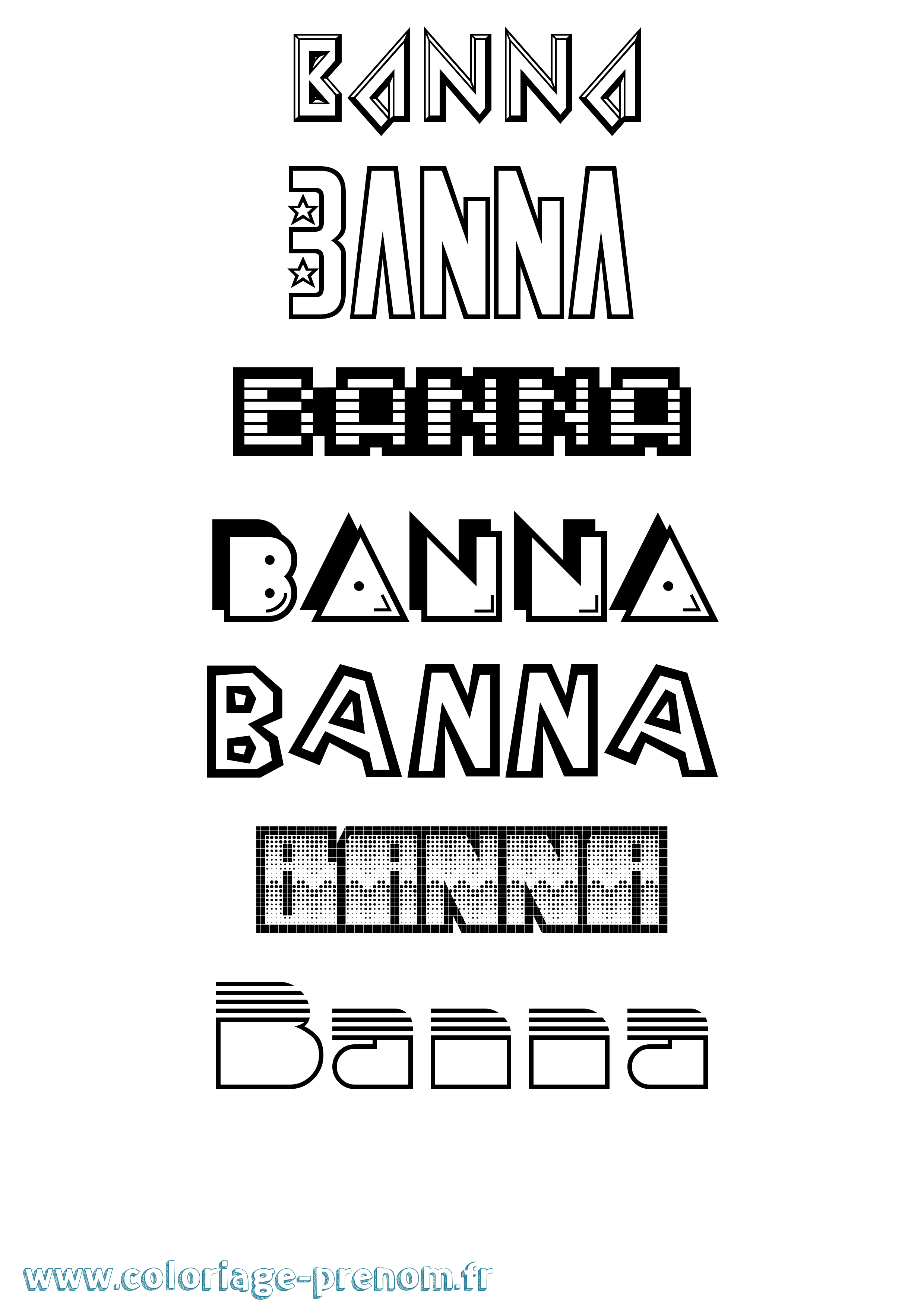 Coloriage Banna Jeux Vidéos Coloriage prénom Banna Jeux Vidéos