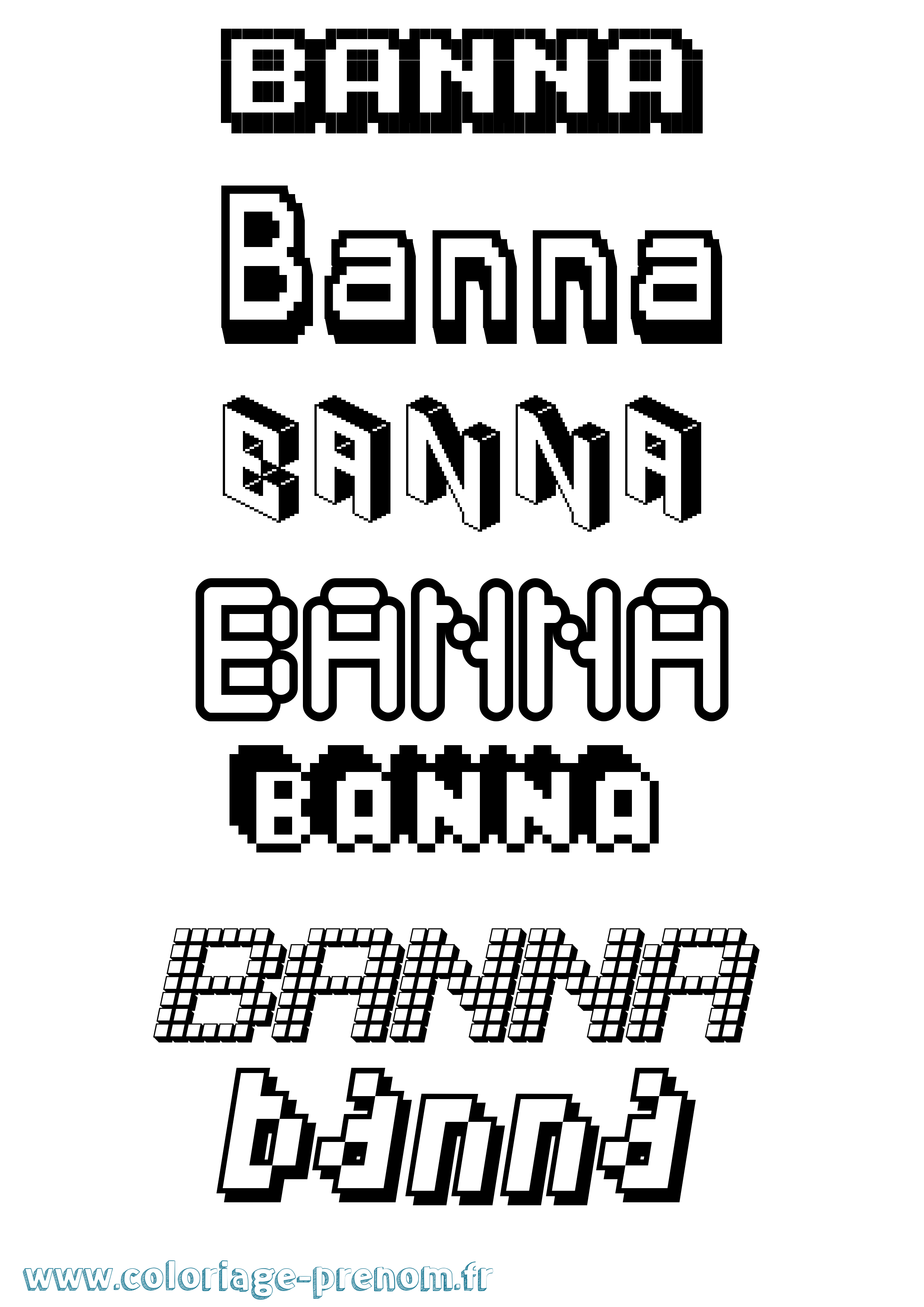 Coloriage Banna Pixel Coloriage prénom Banna Pixel