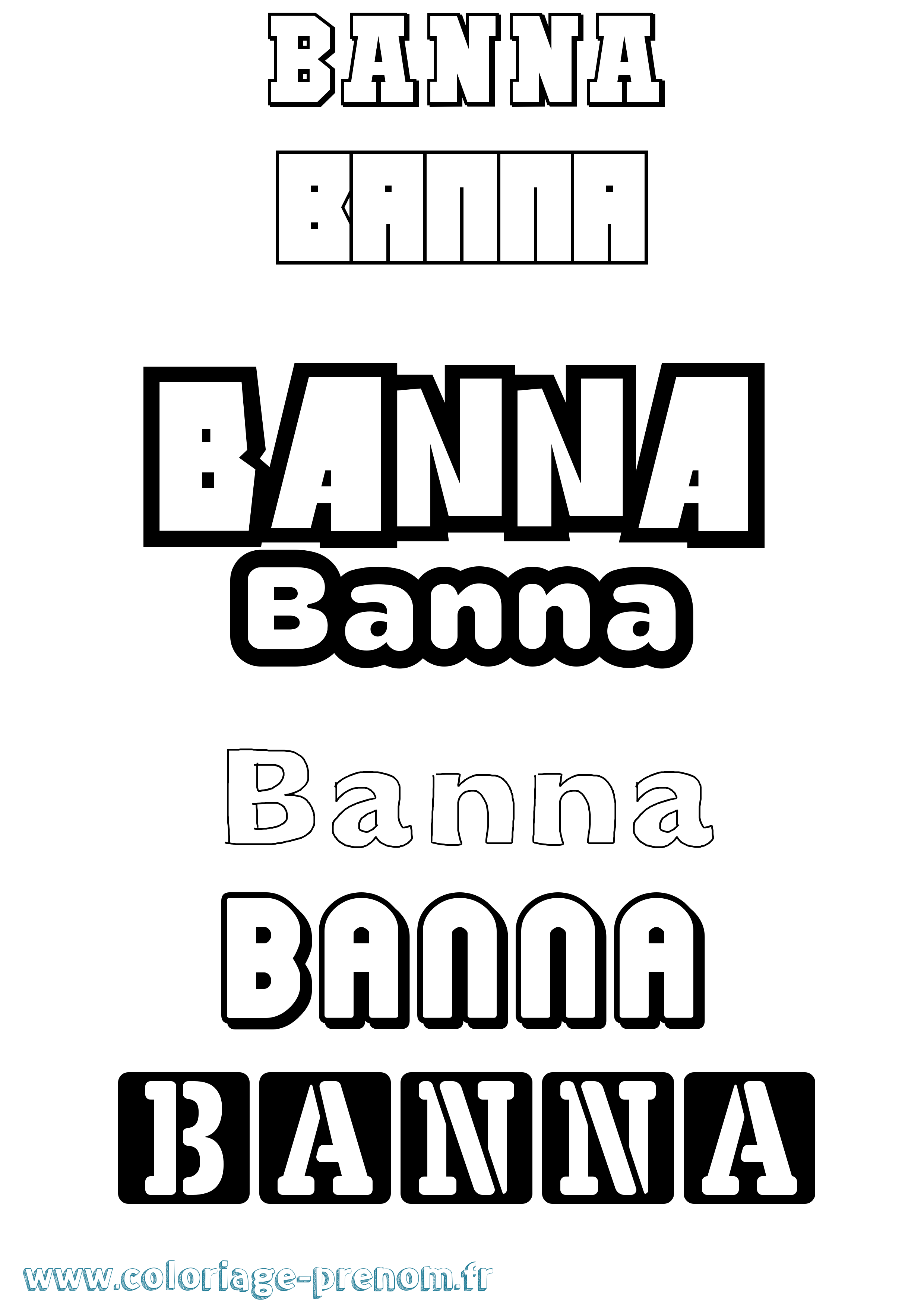 Coloriage Banna Simple Coloriage prénom Banna Simple