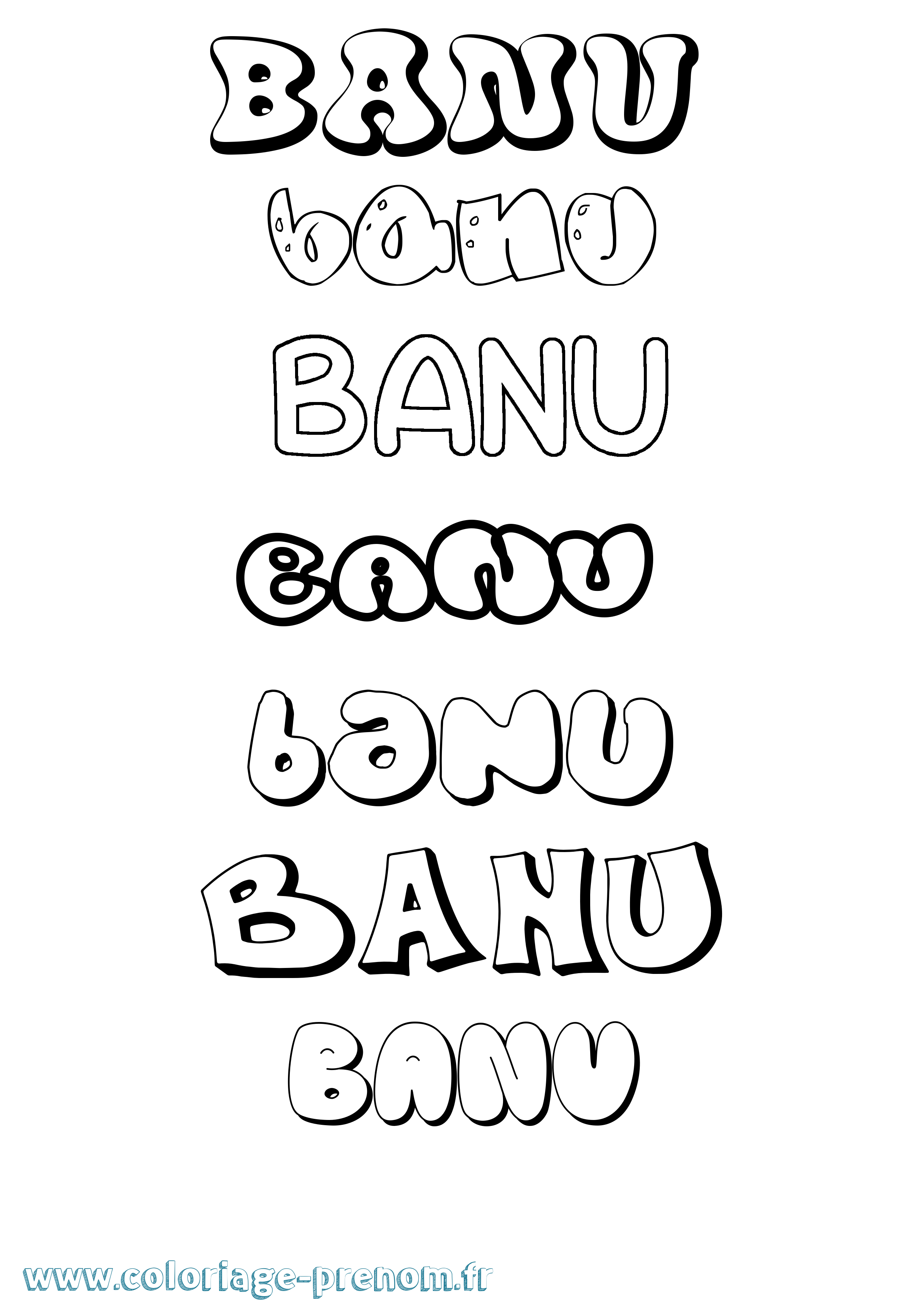 Coloriage Banu Bubble Coloriage prénom Banu Bubble