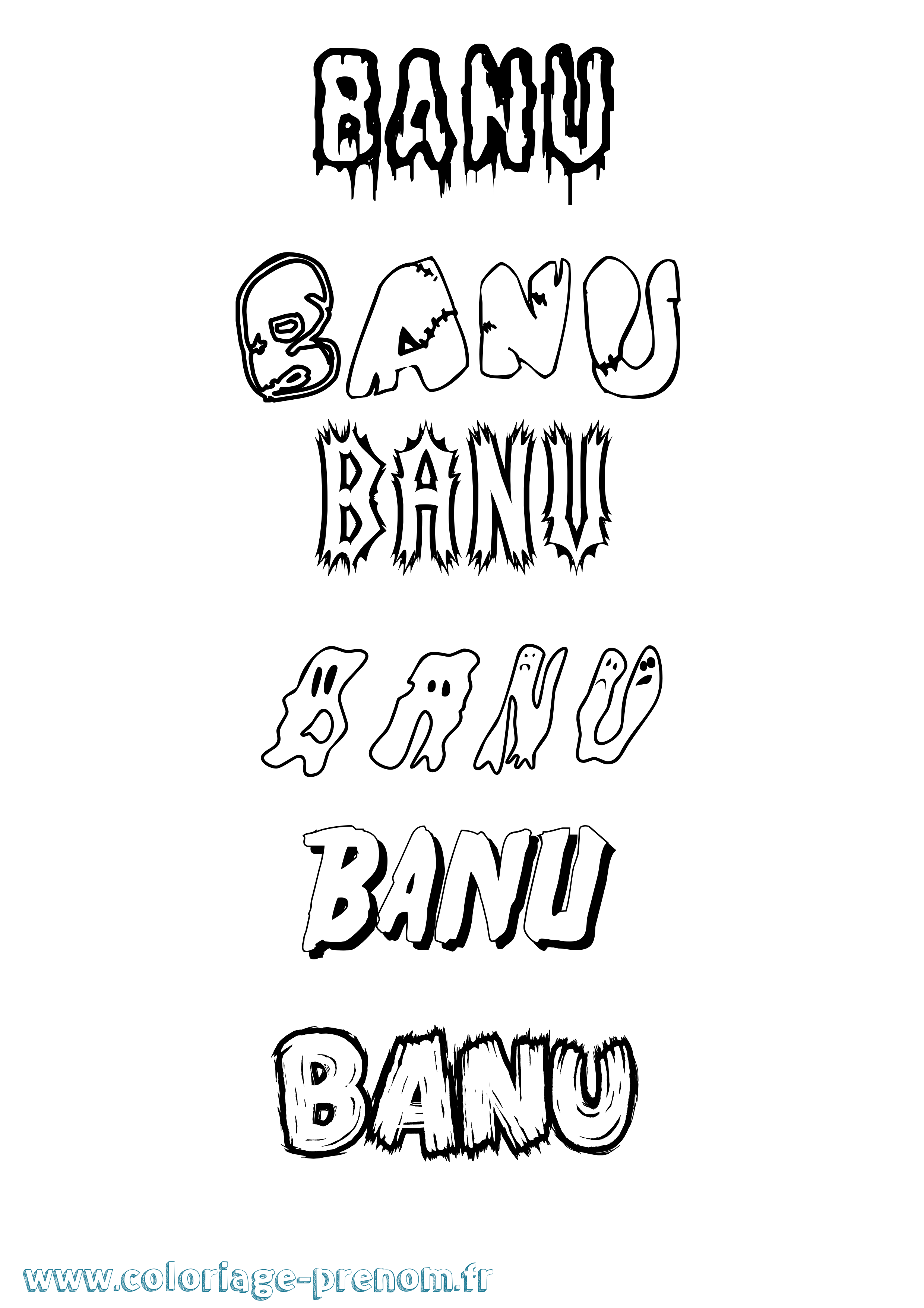 Coloriage Banu Frisson Coloriage prénom Banu Frisson