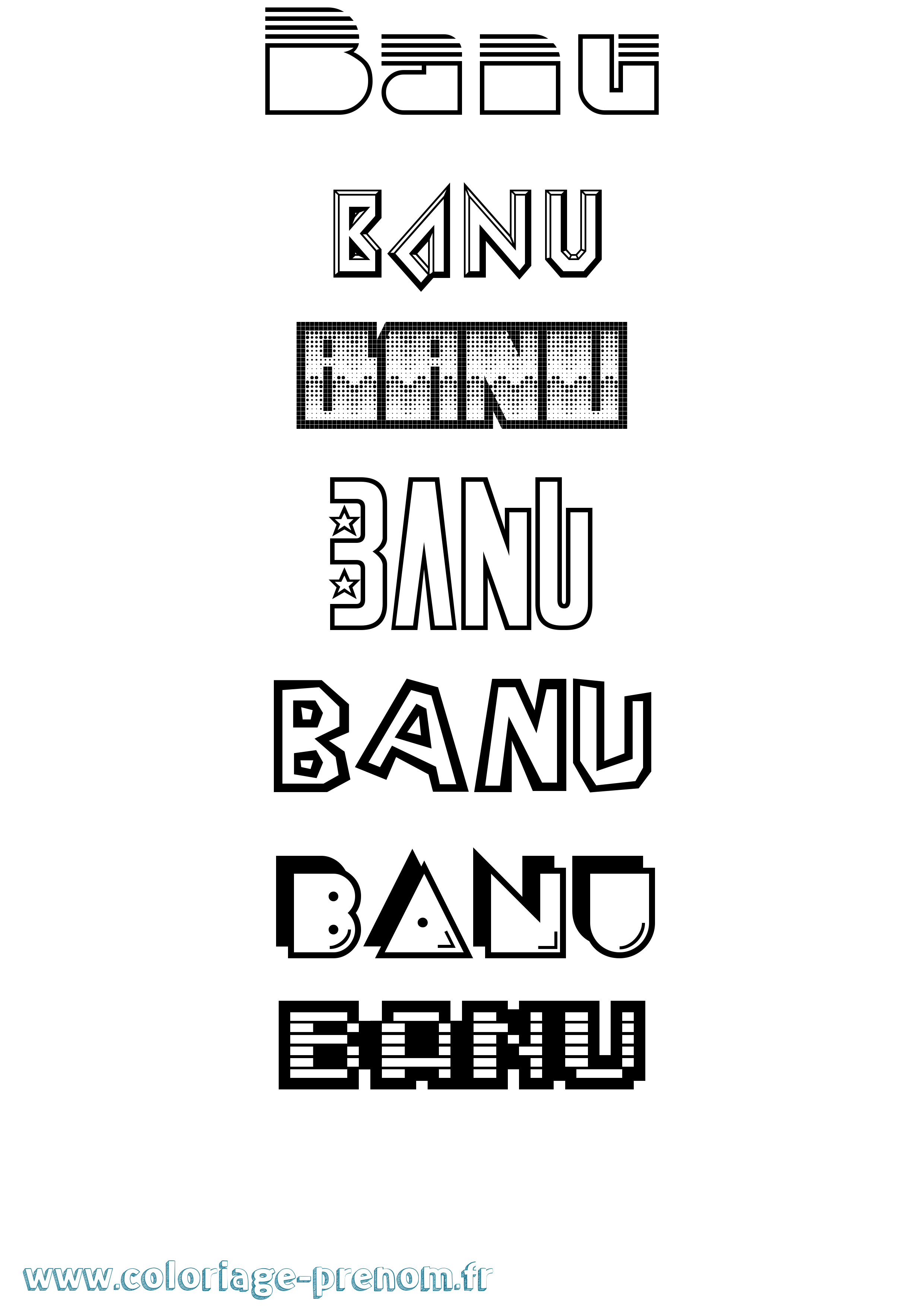 Coloriage Banu Jeux Vidéos Coloriage prénom Banu Jeux Vidéos