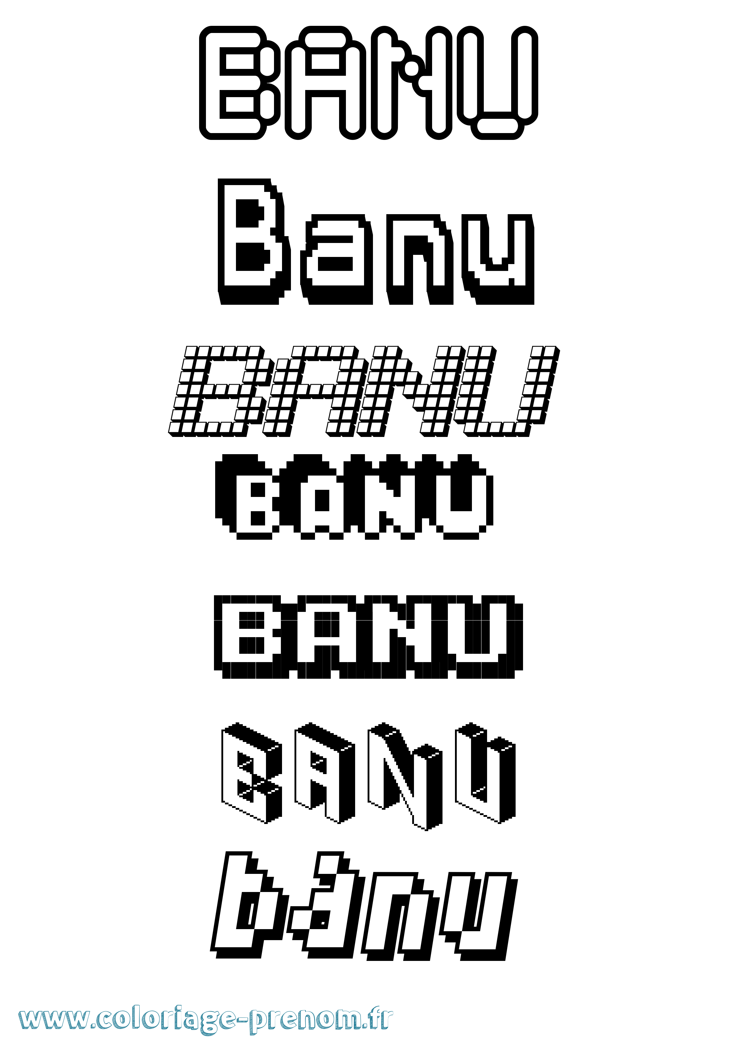 Coloriage Banu Pixel Coloriage prénom Banu Pixel