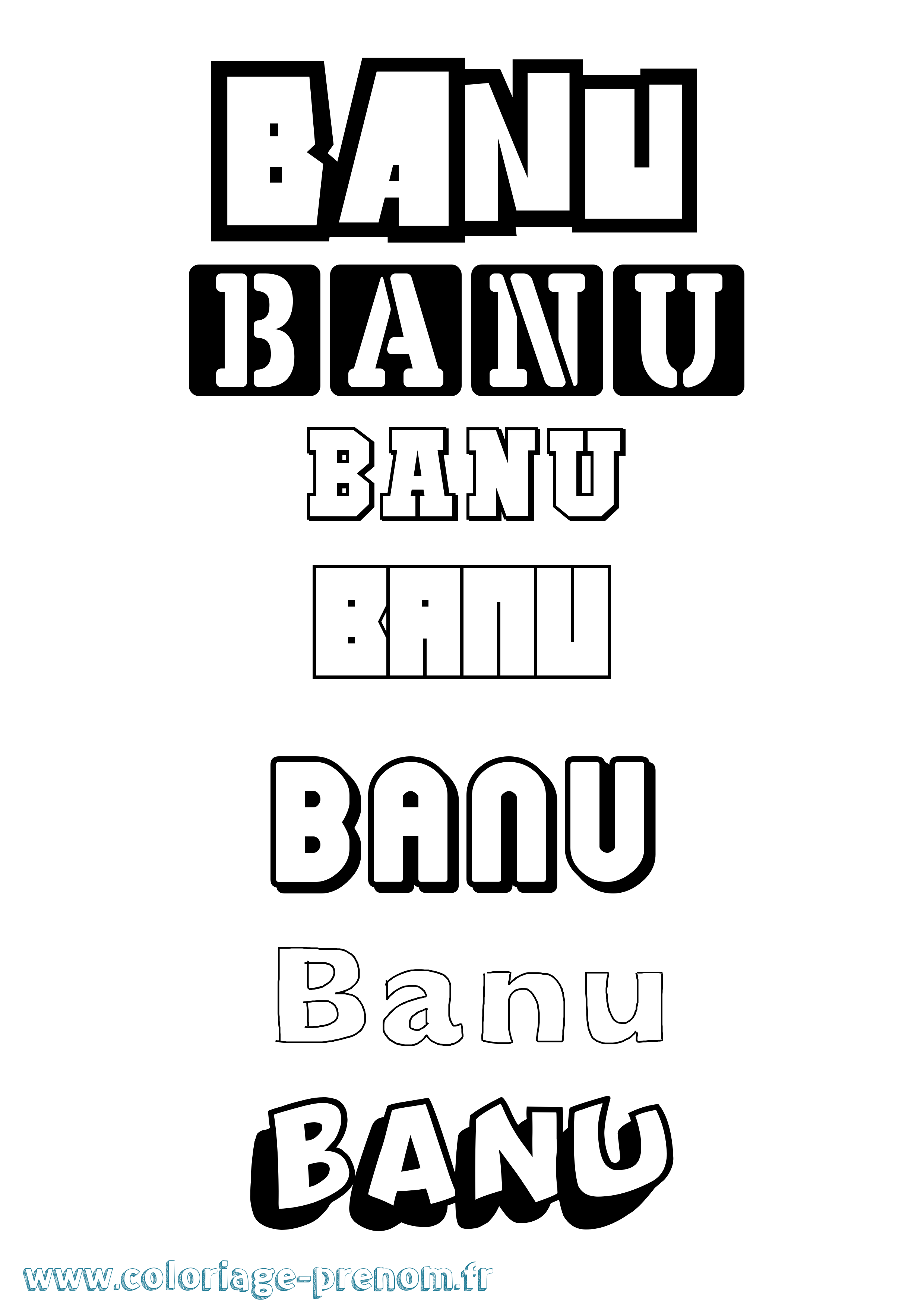 Coloriage Banu Simple Coloriage prénom Banu Simple