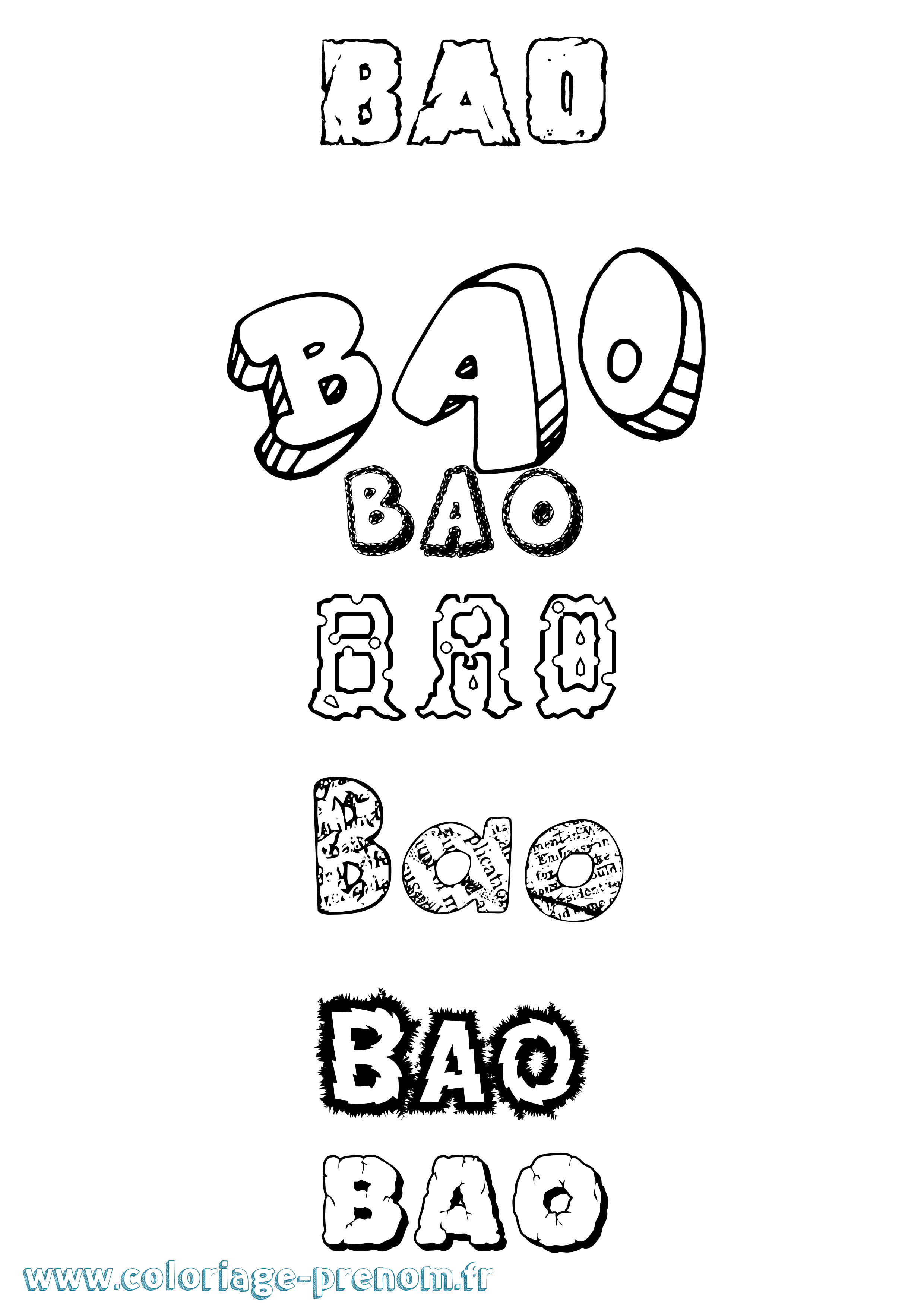 Coloriage prénom Bao Destructuré