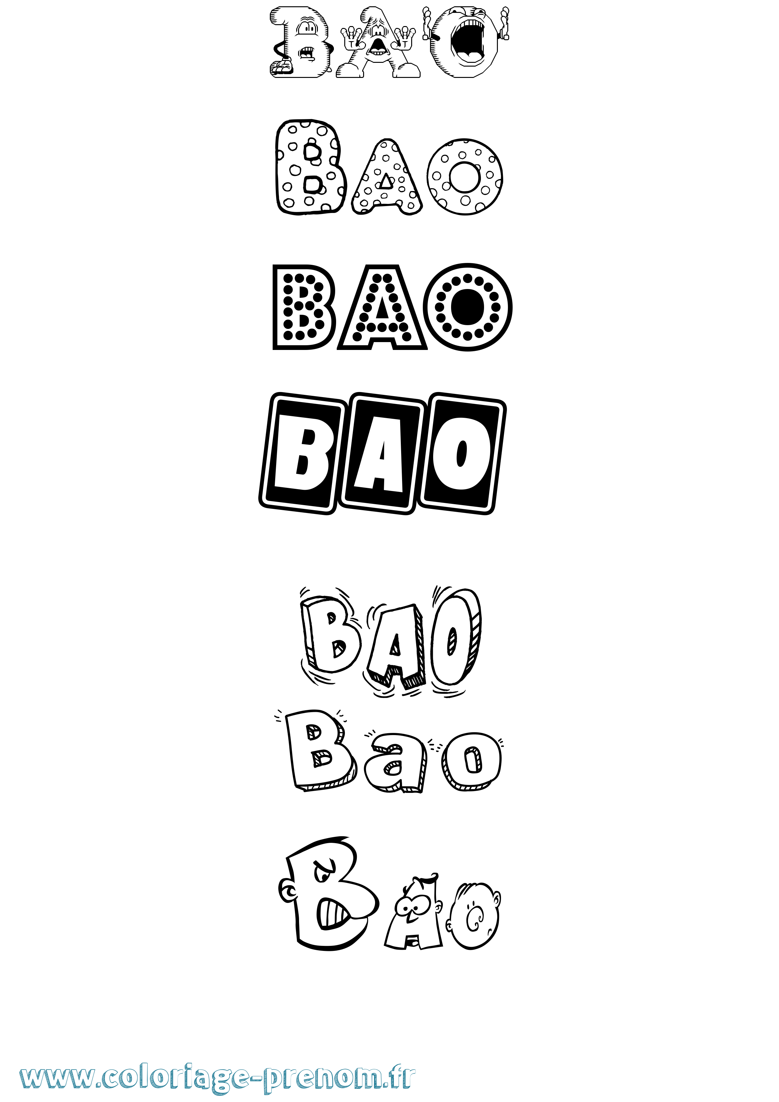Coloriage prénom Bao Fun
