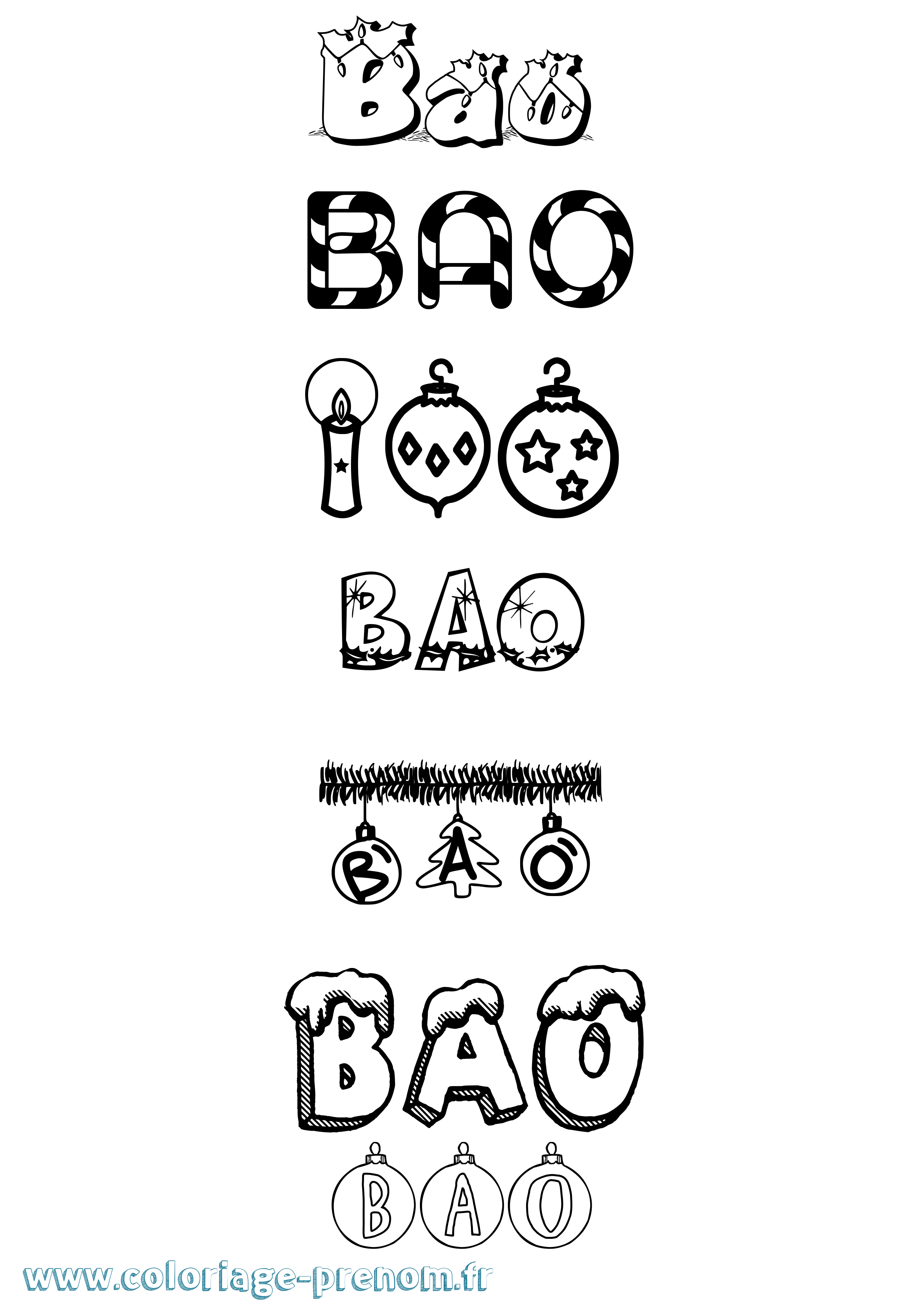 Coloriage prénom Bao Noël