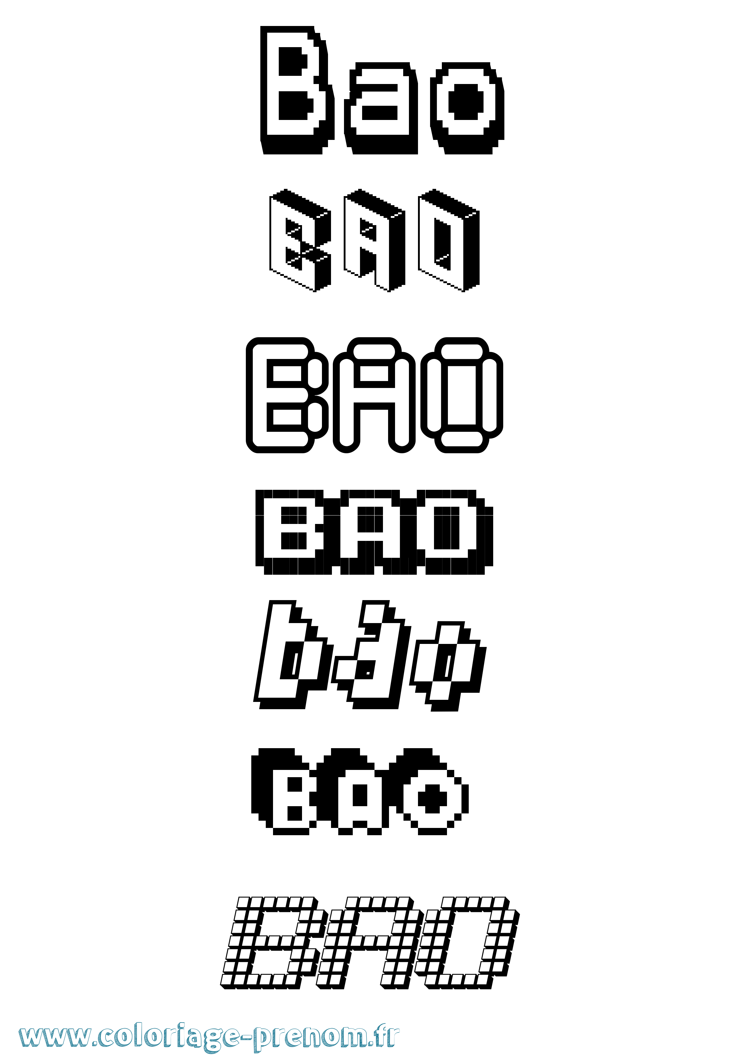 Coloriage prénom Bao Pixel