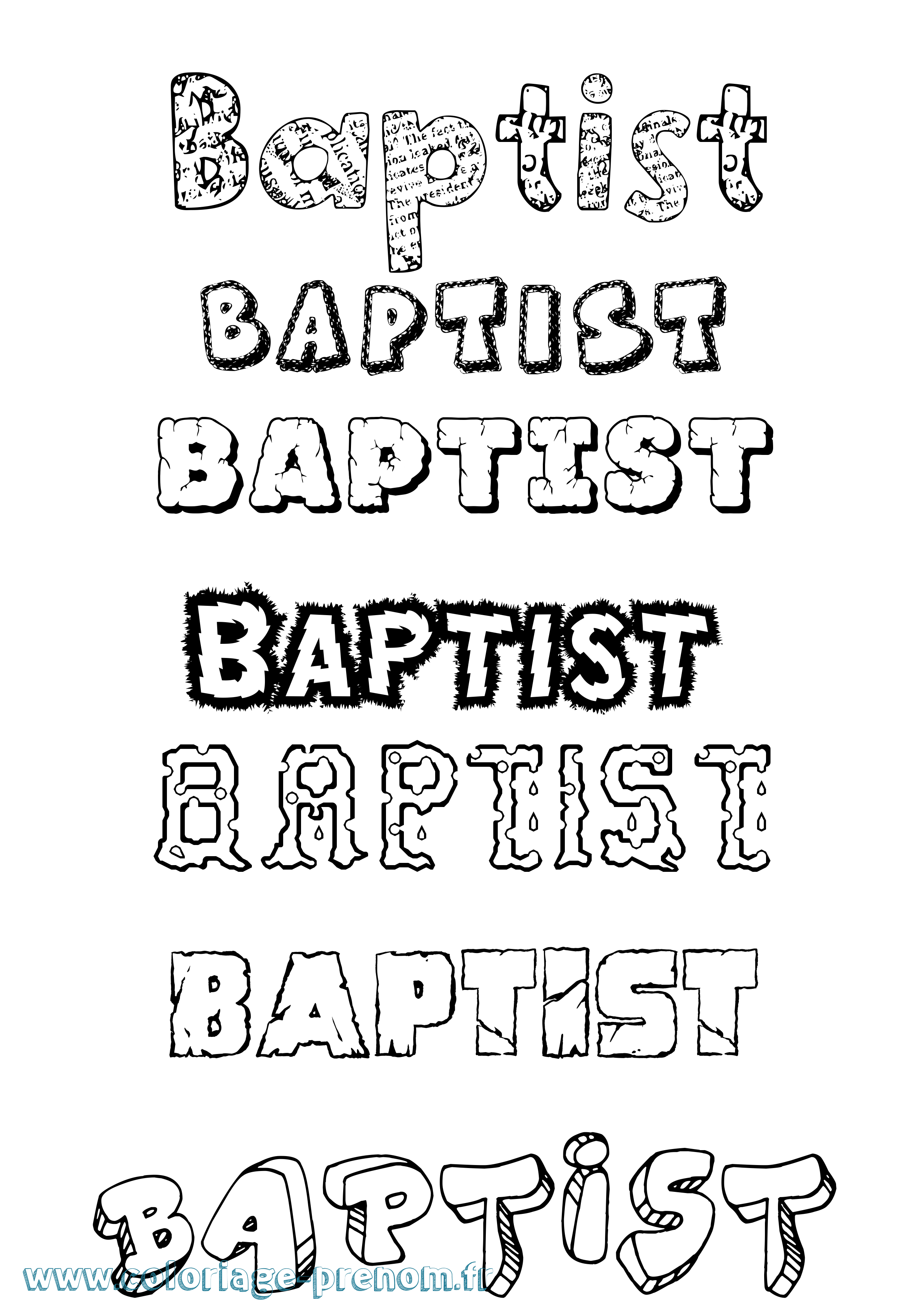 Coloriage prénom Baptist Destructuré