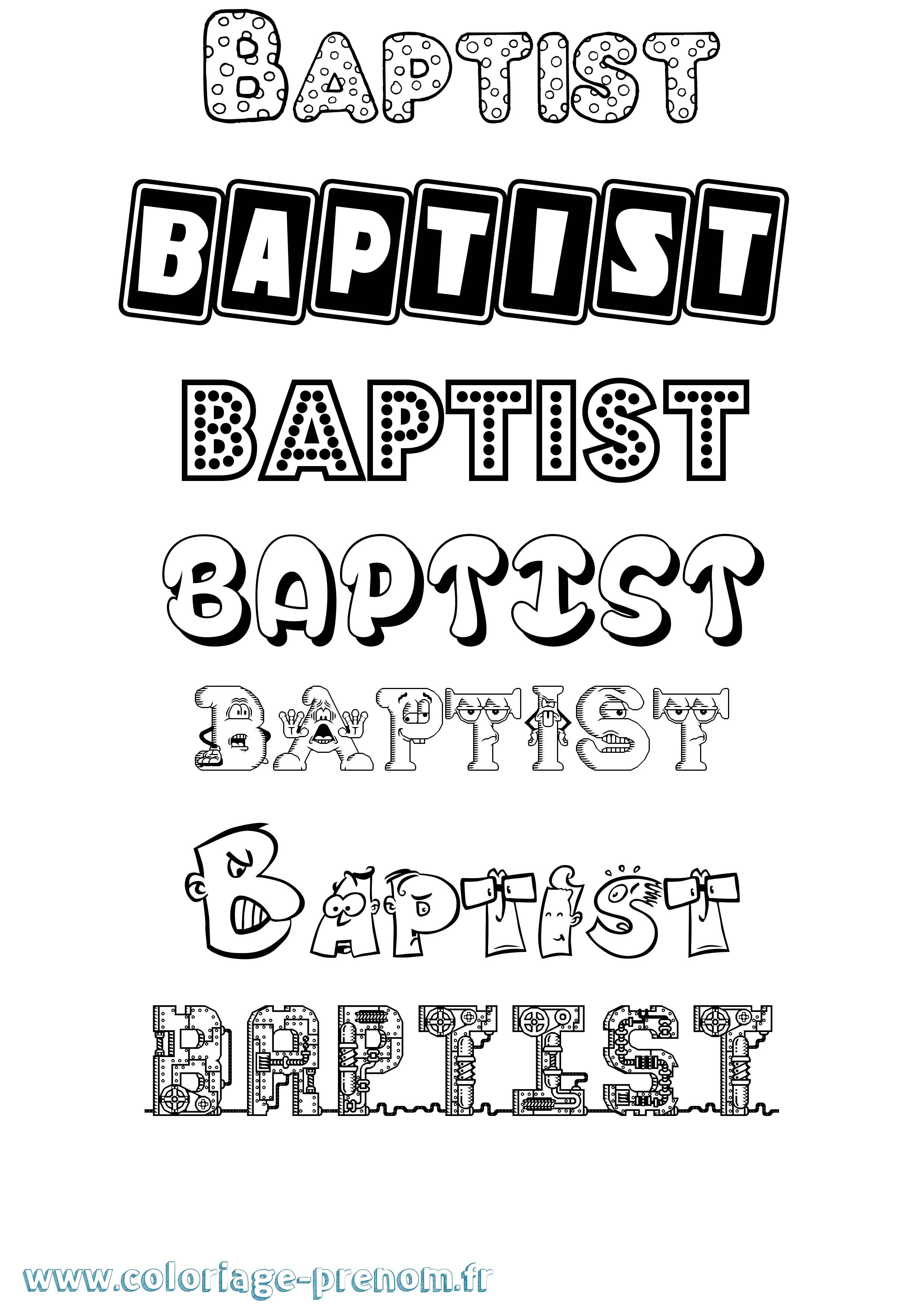 Coloriage prénom Baptist Fun