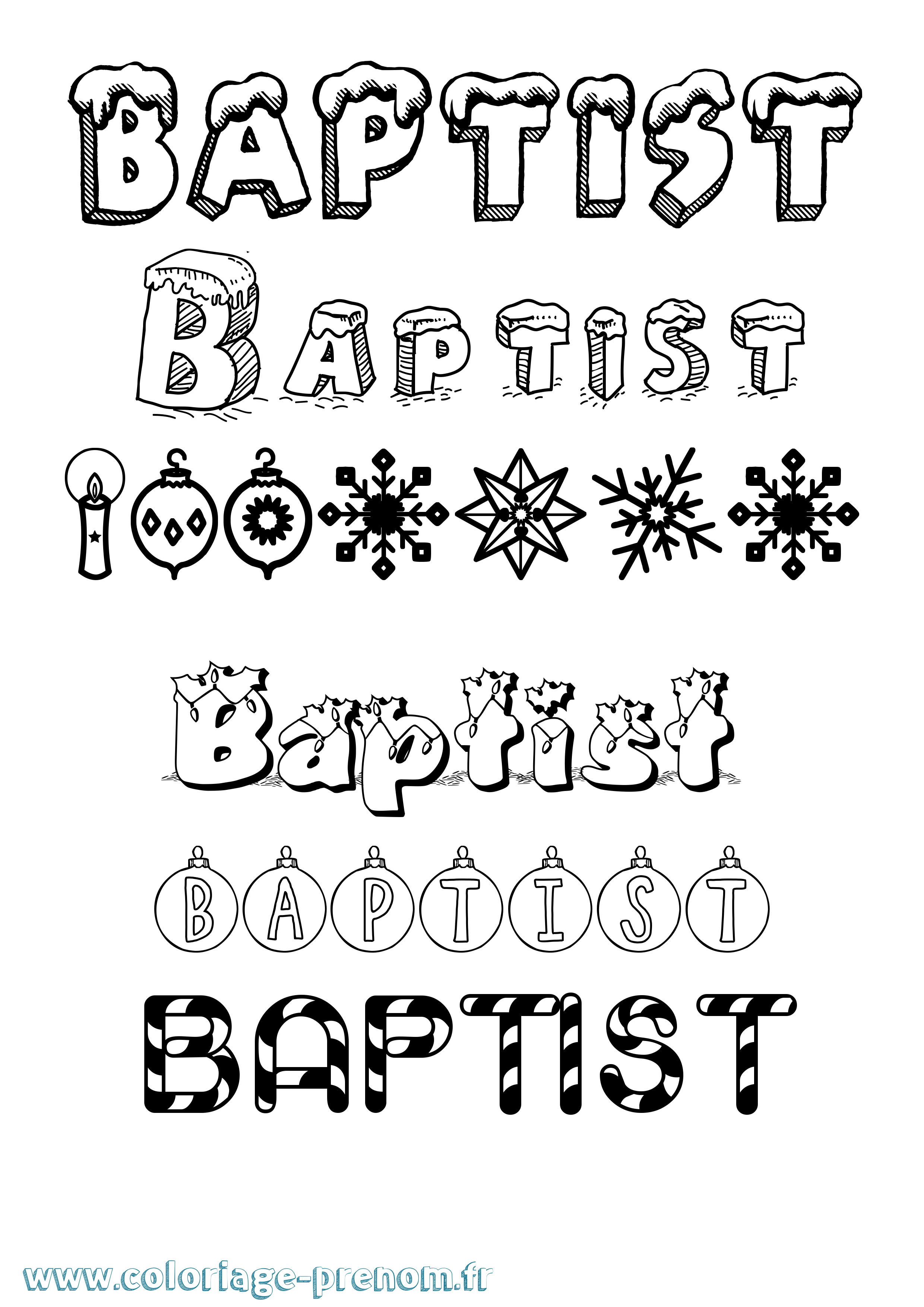 Coloriage prénom Baptist Noël