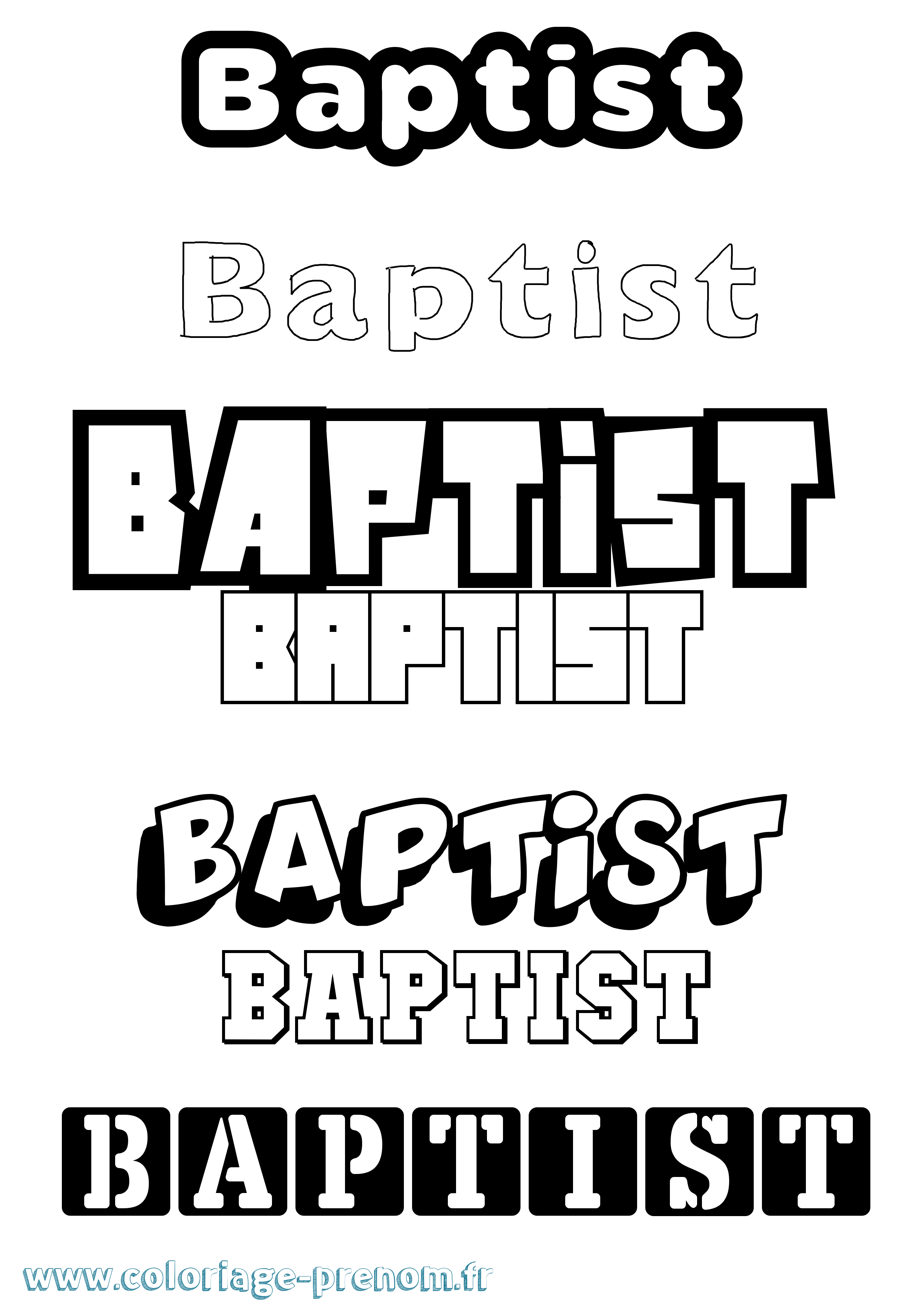 Coloriage prénom Baptist Simple