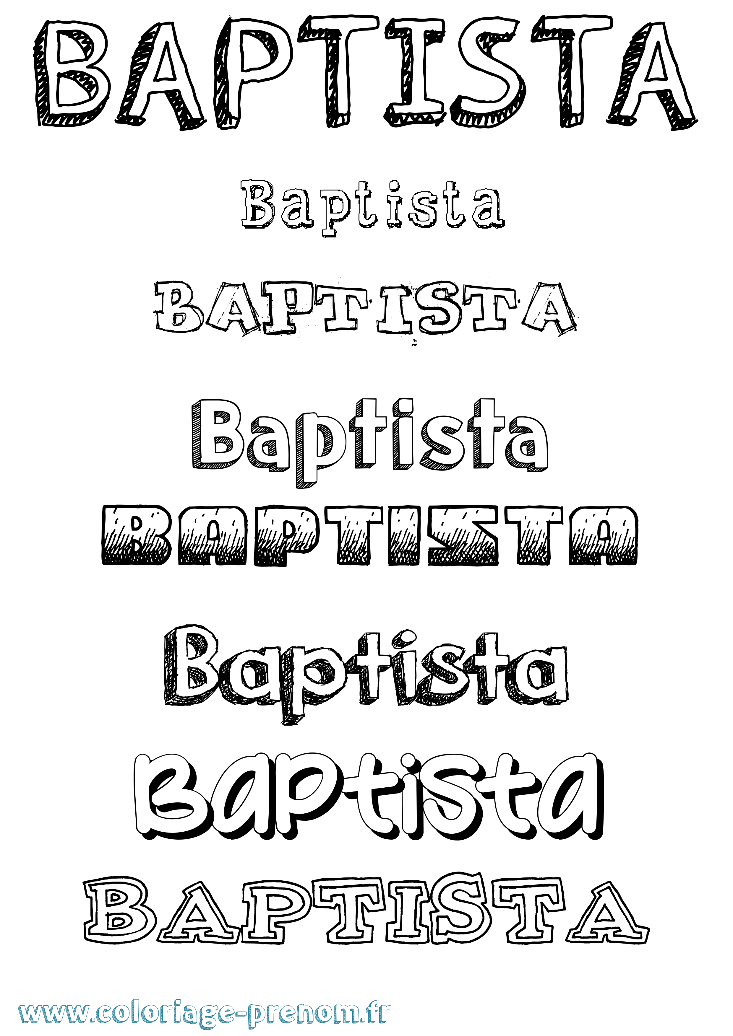 Coloriage prénom Baptista Dessiné