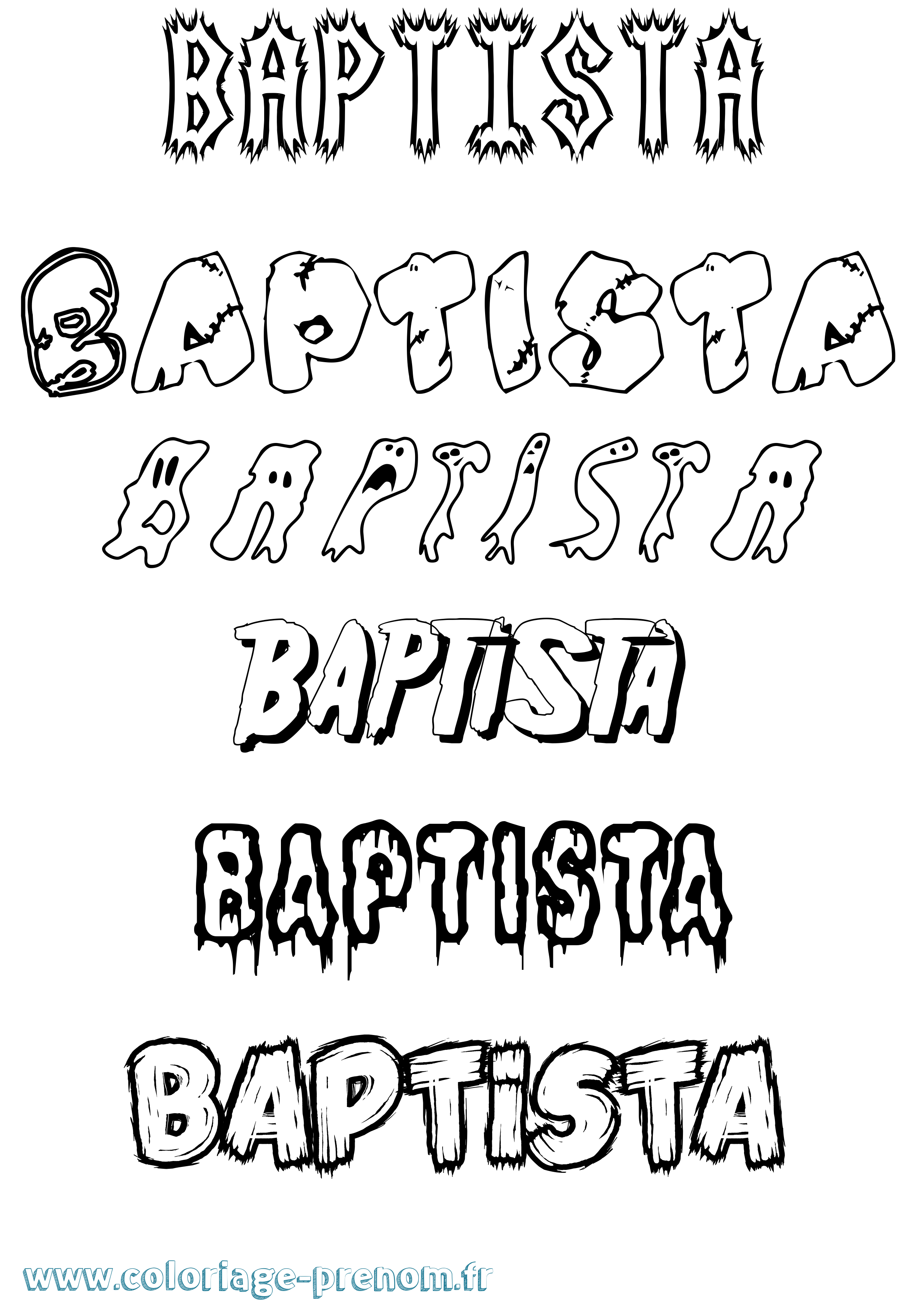 Coloriage prénom Baptista Frisson