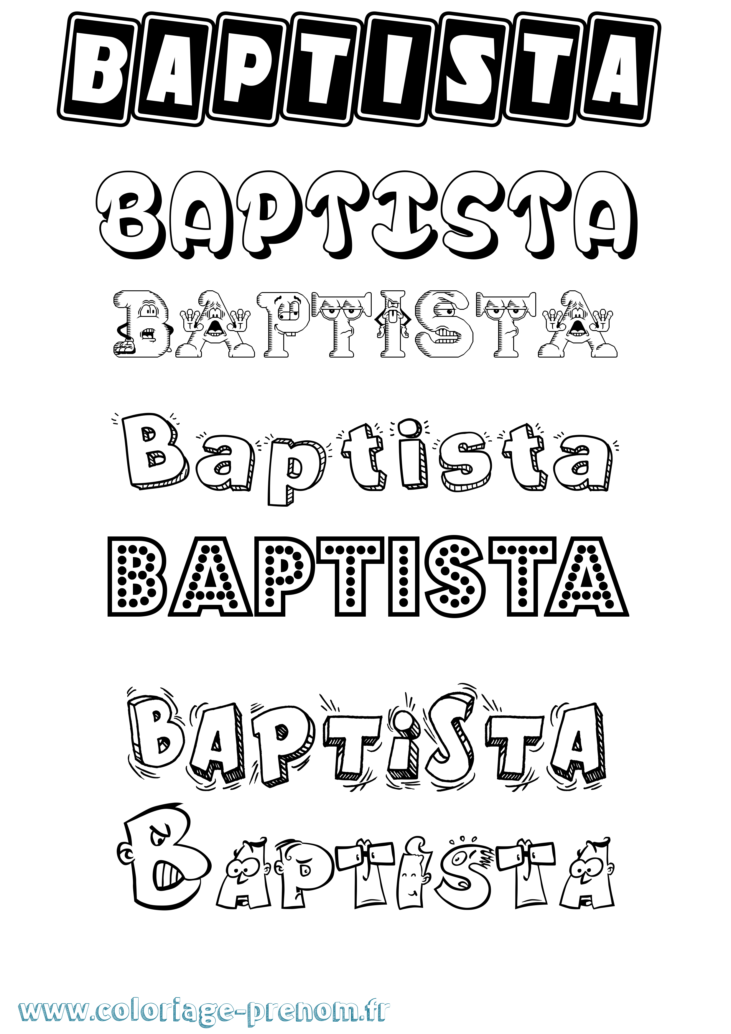Coloriage prénom Baptista Fun