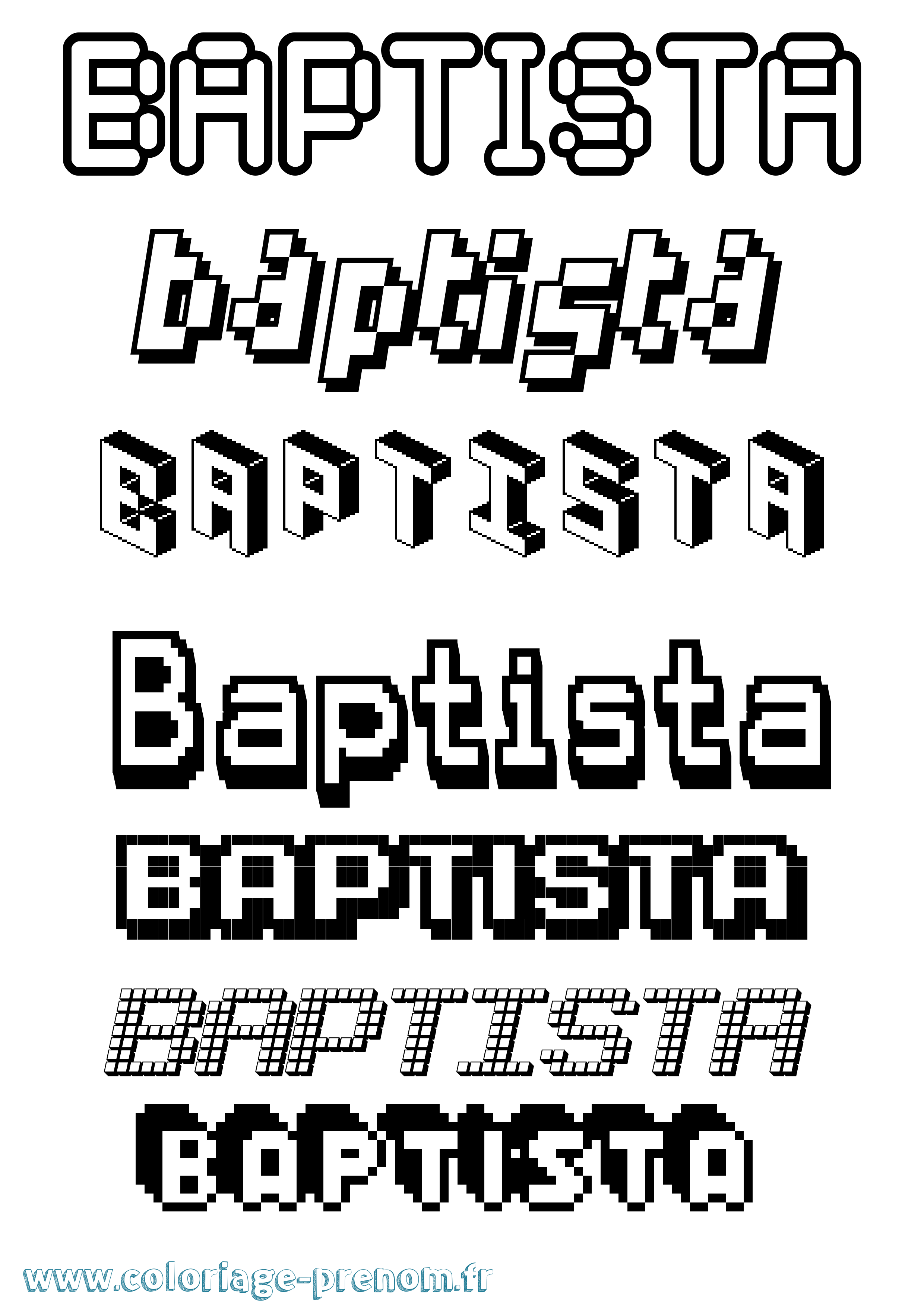 Coloriage prénom Baptista Pixel