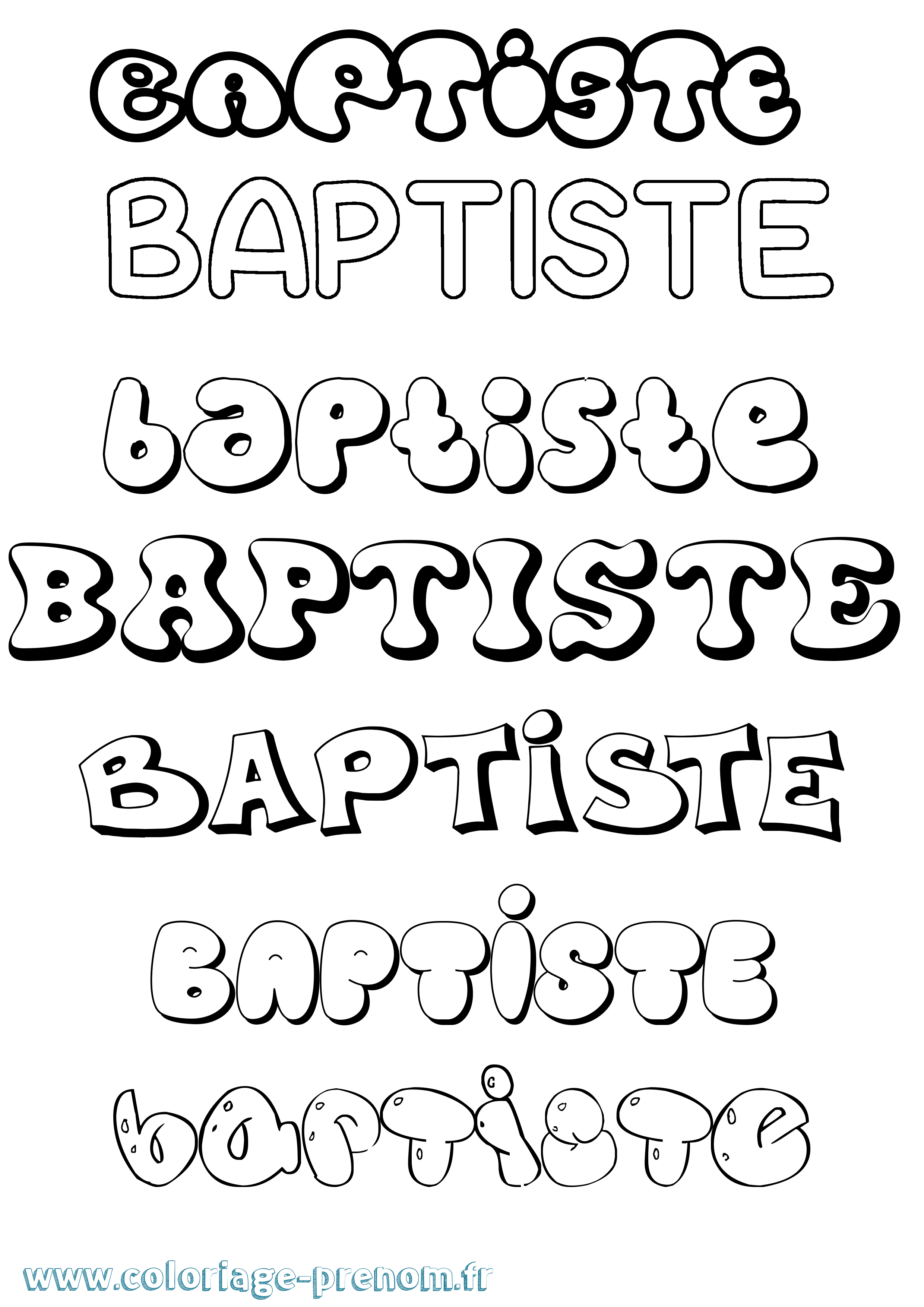 Coloriage prénom Baptiste