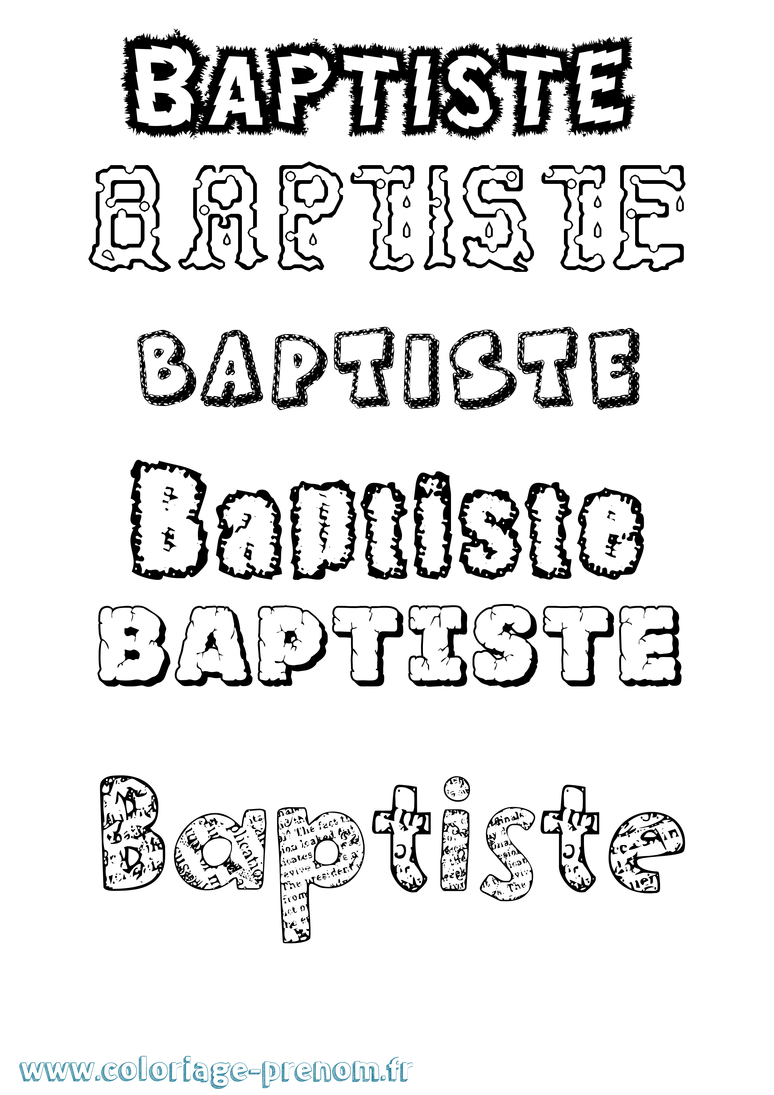 Coloriage prénom Baptiste Destructuré