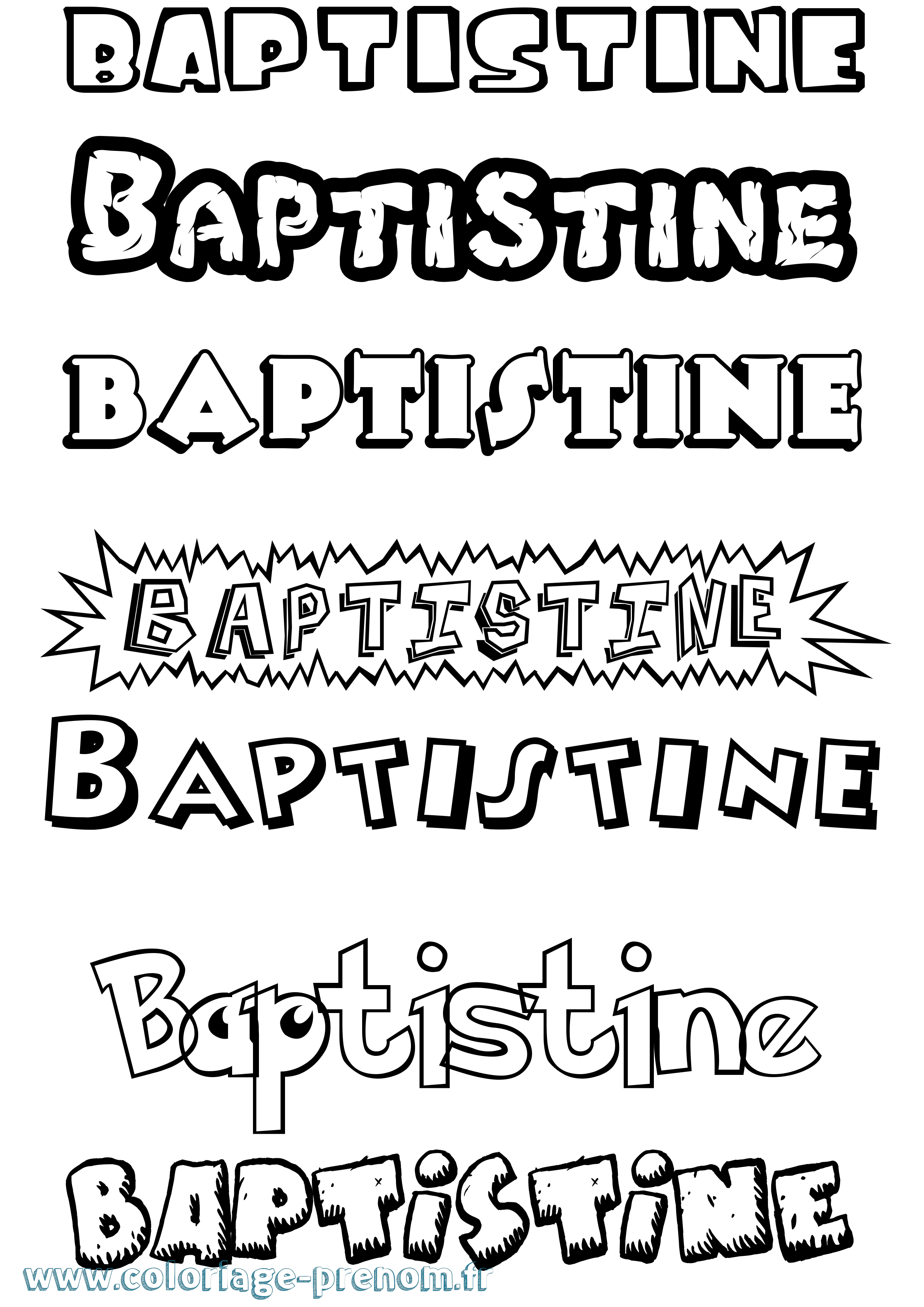 Coloriage Baptistine Dessin Animé Coloriage prénom Baptistine Dessin Animé