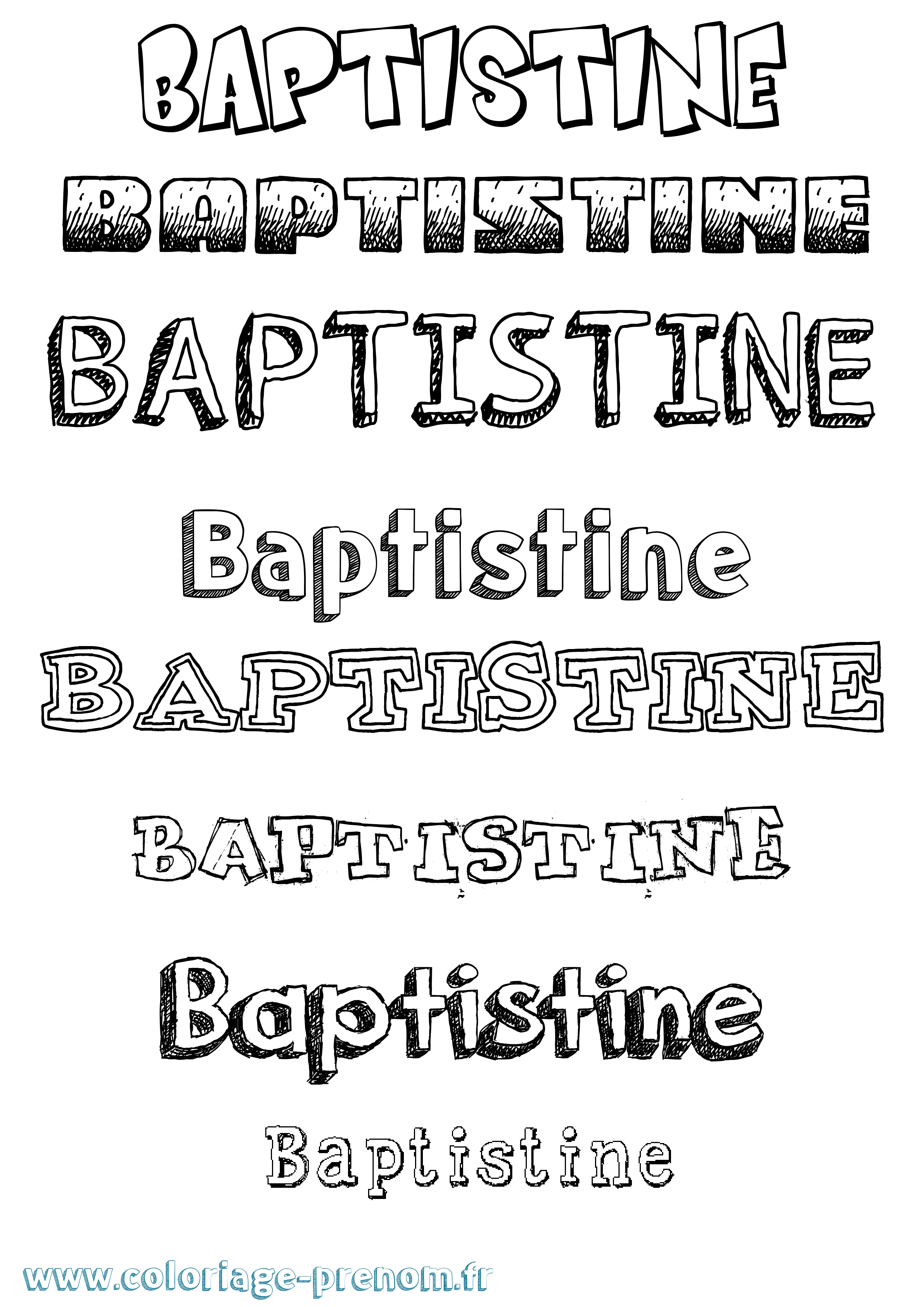 Coloriage Baptistine Dessiné Coloriage prénom Baptistine Dessiné