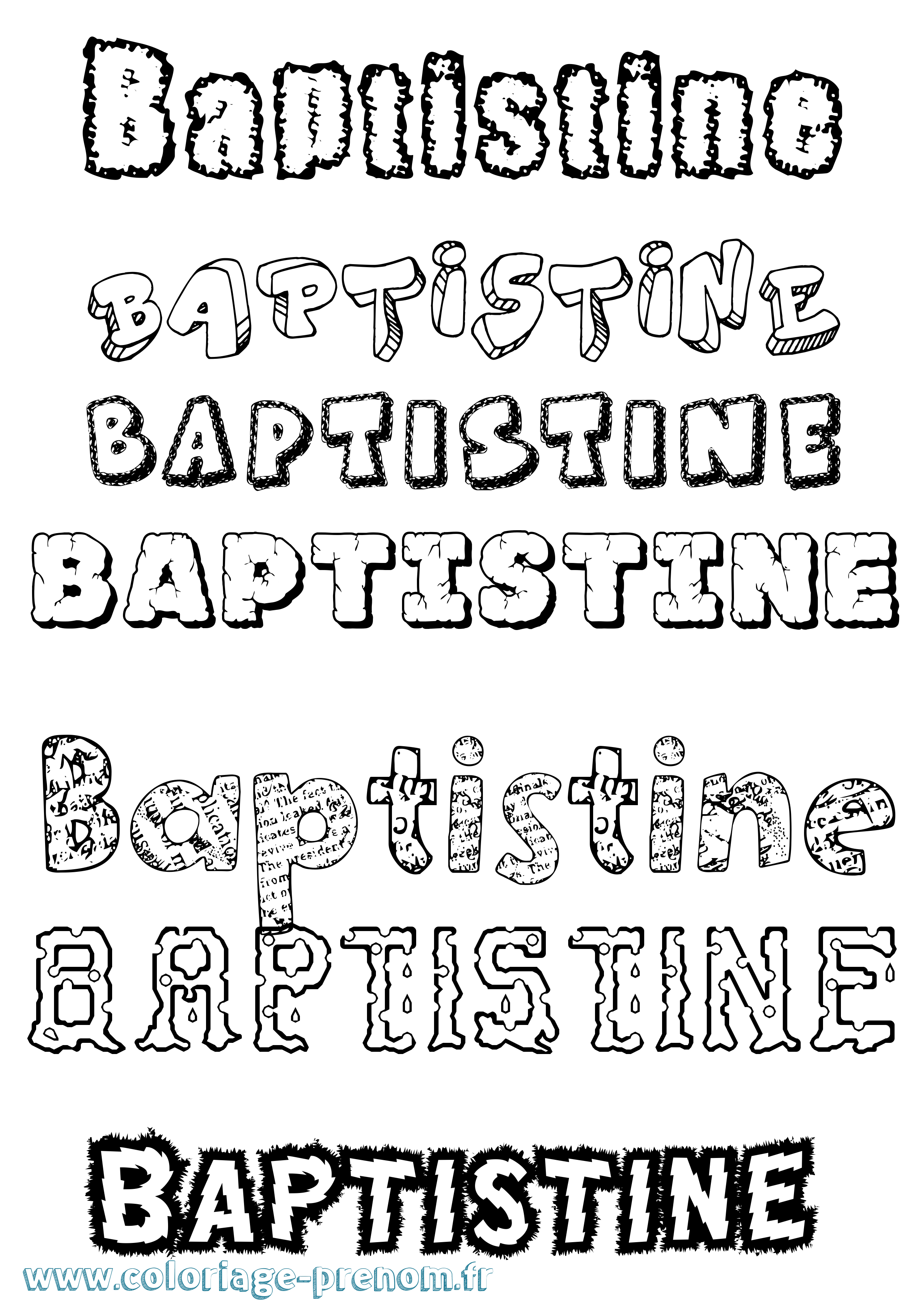 Coloriage Baptistine Destructuré Coloriage prénom Baptistine Destructuré