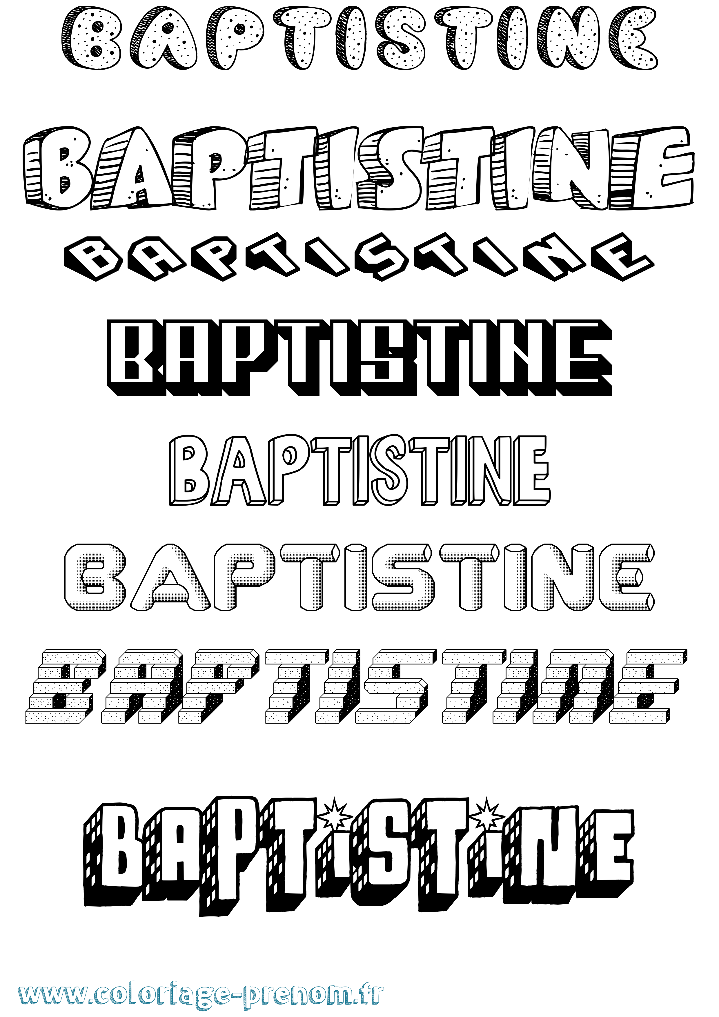 Coloriage Baptistine Effet 3D Coloriage prénom Baptistine Effet 3D