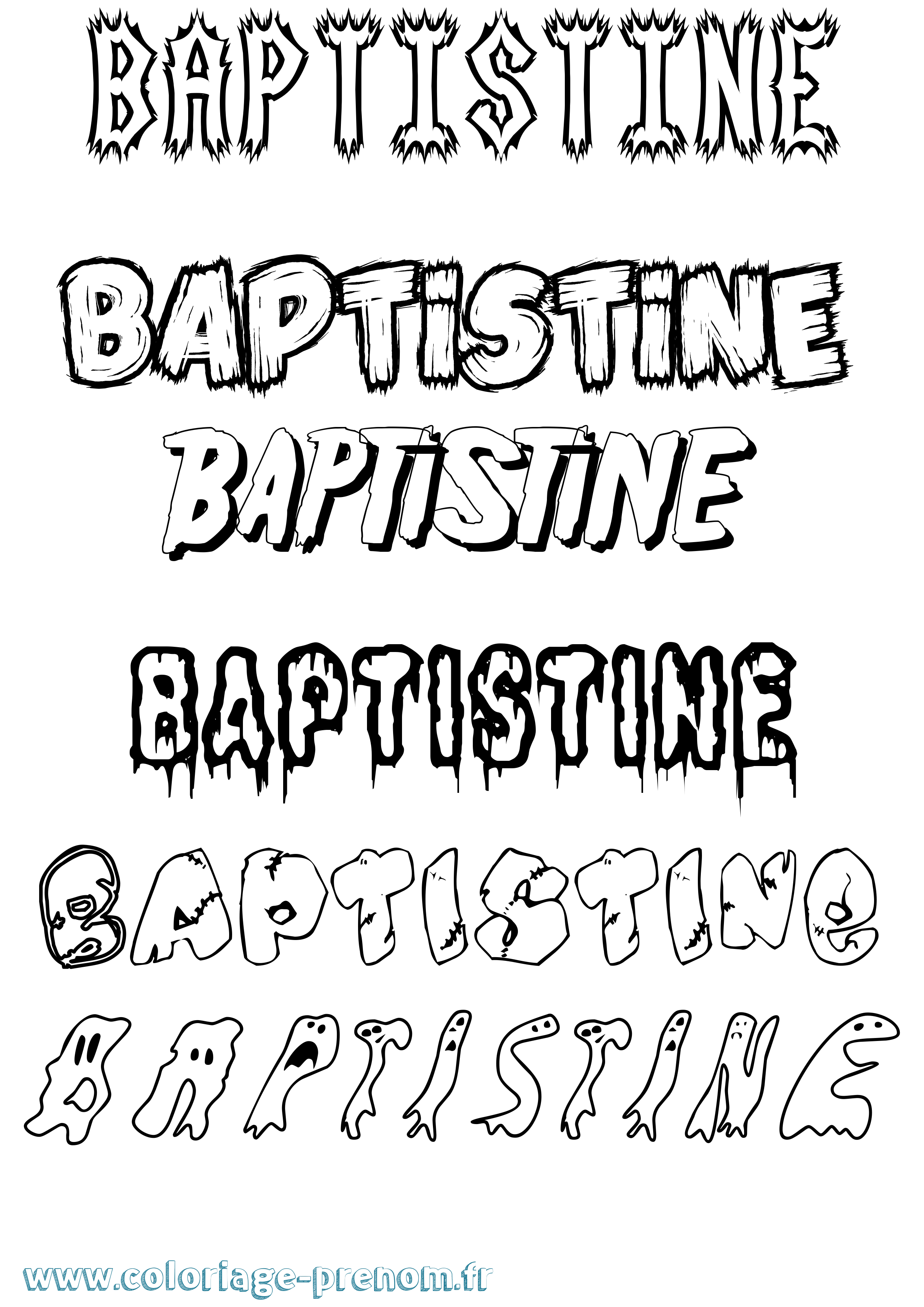 Coloriage Baptistine Frisson Coloriage prénom Baptistine Frisson