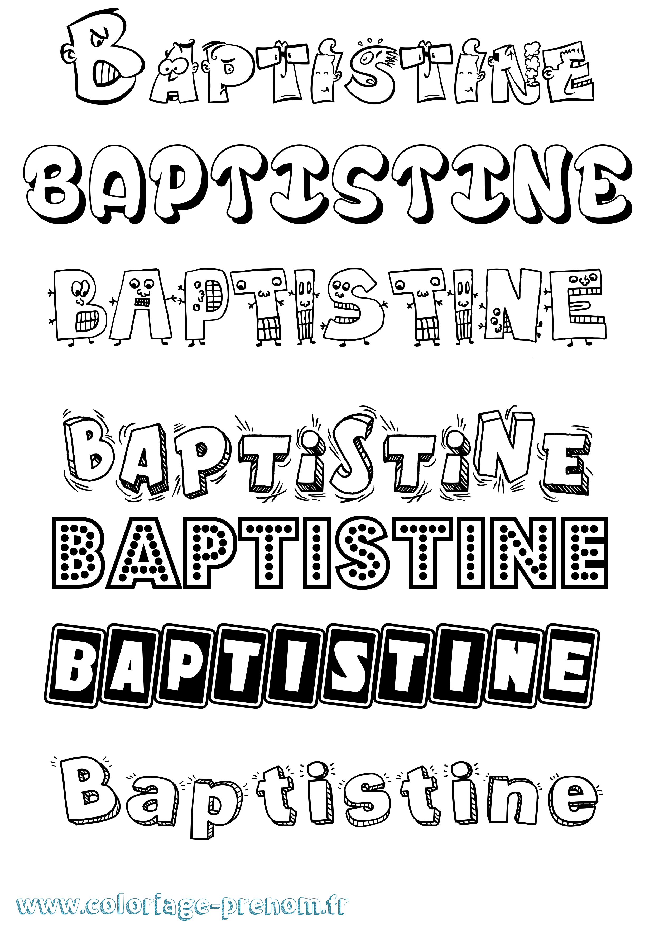 Coloriage Baptistine Fun Coloriage prénom Baptistine Fun