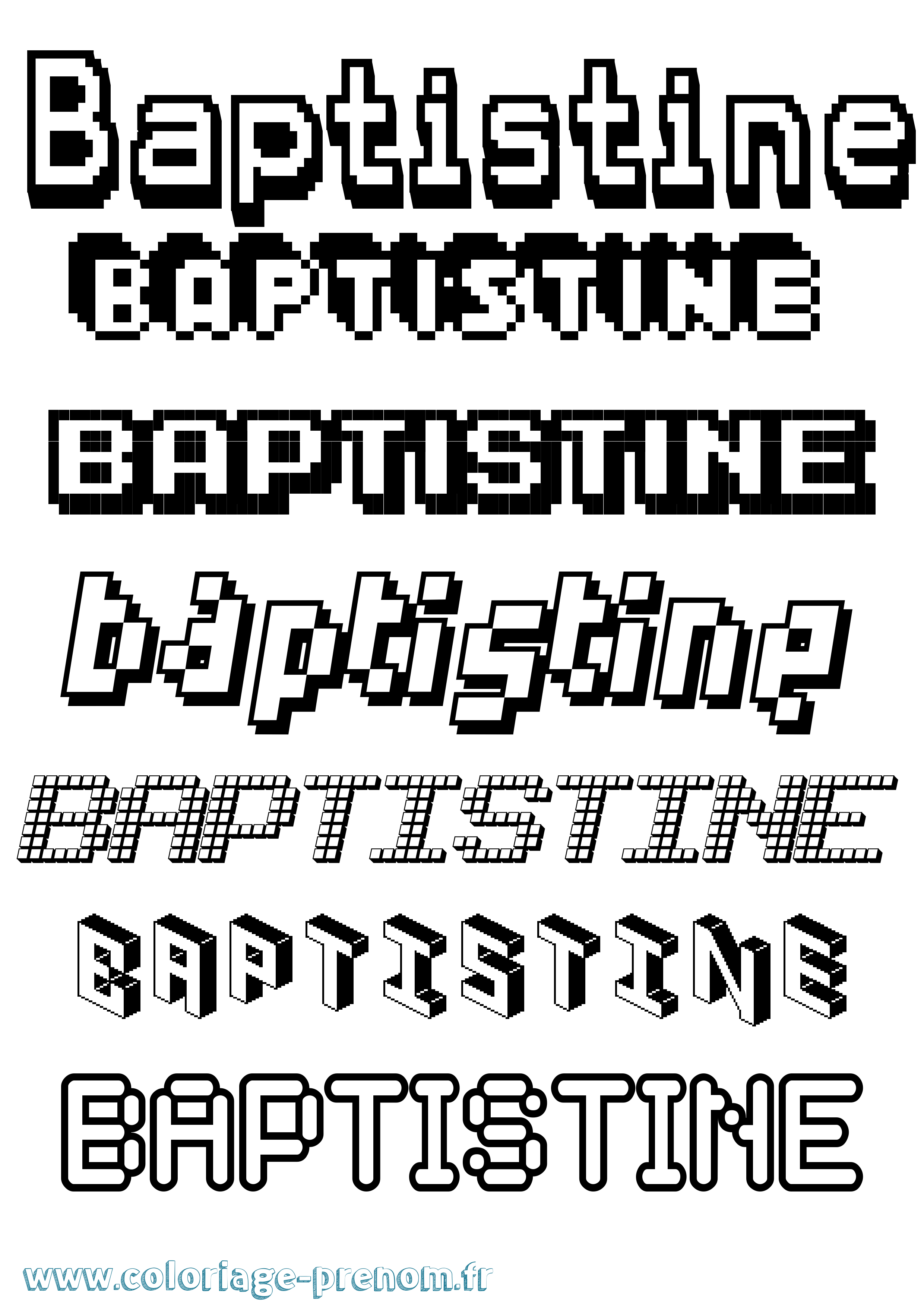 Coloriage Baptistine Pixel Coloriage prénom Baptistine Pixel