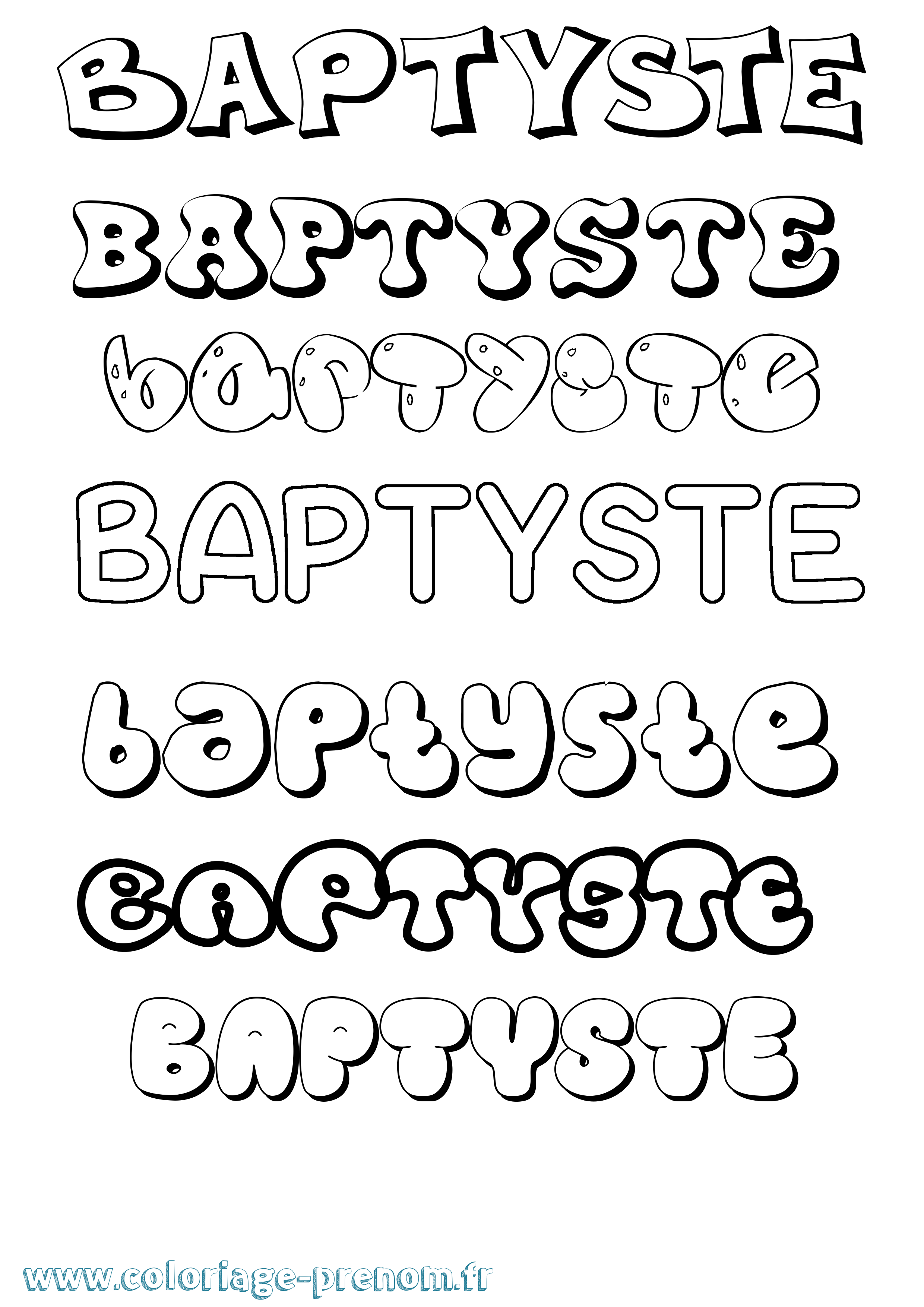 Coloriage Baptyste Bubble Coloriage prénom Baptyste Bubble
