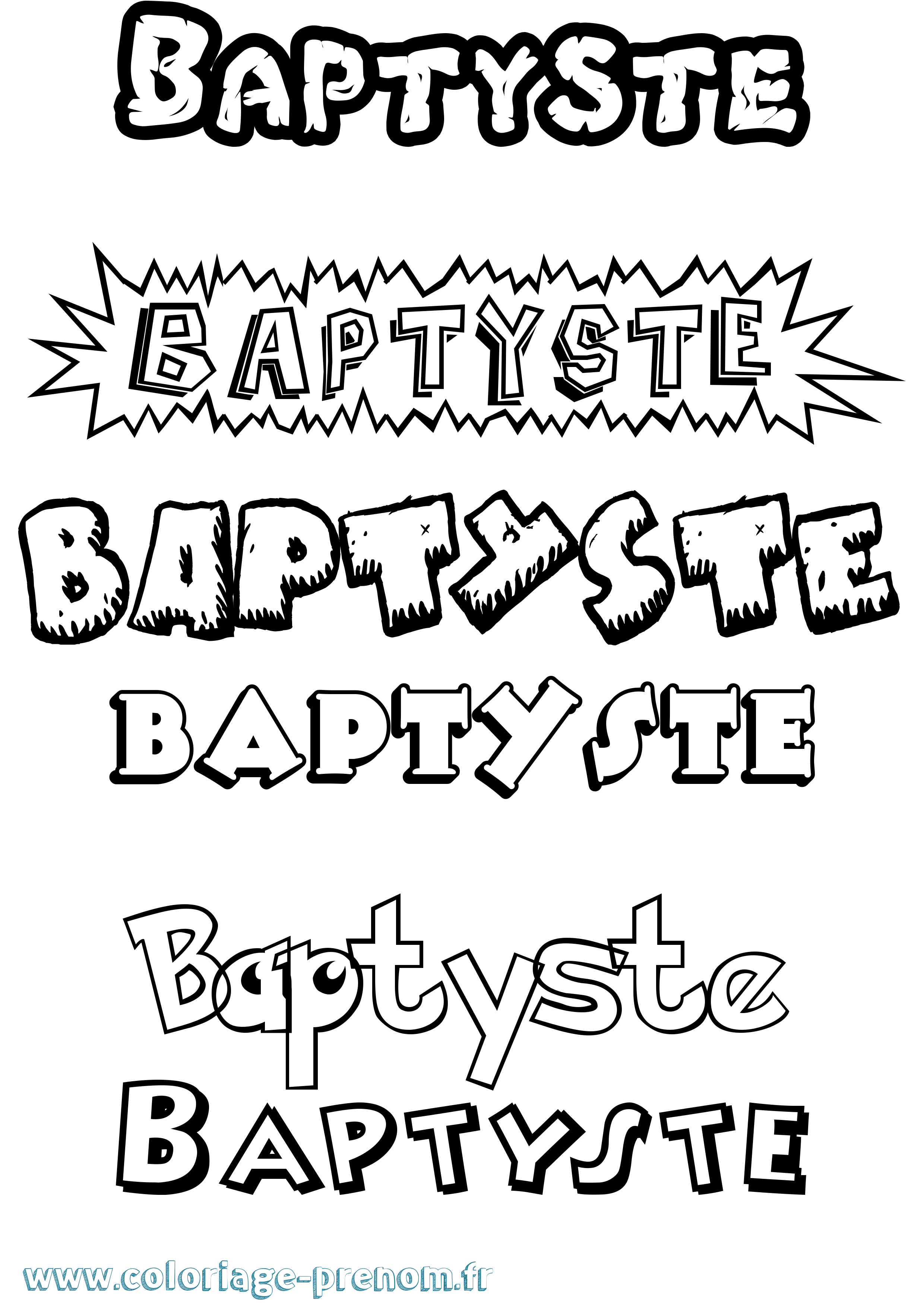 Coloriage Baptyste Dessin Animé Coloriage prénom Baptyste Dessin Animé