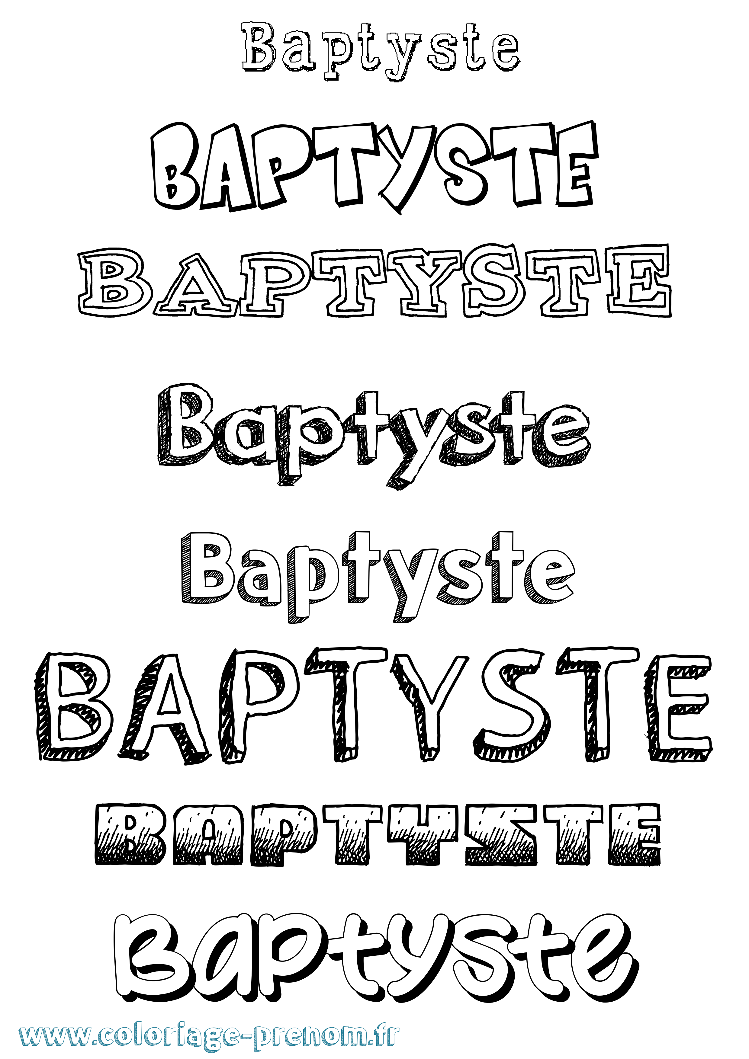 Coloriage Baptyste Dessiné Coloriage prénom Baptyste Dessiné