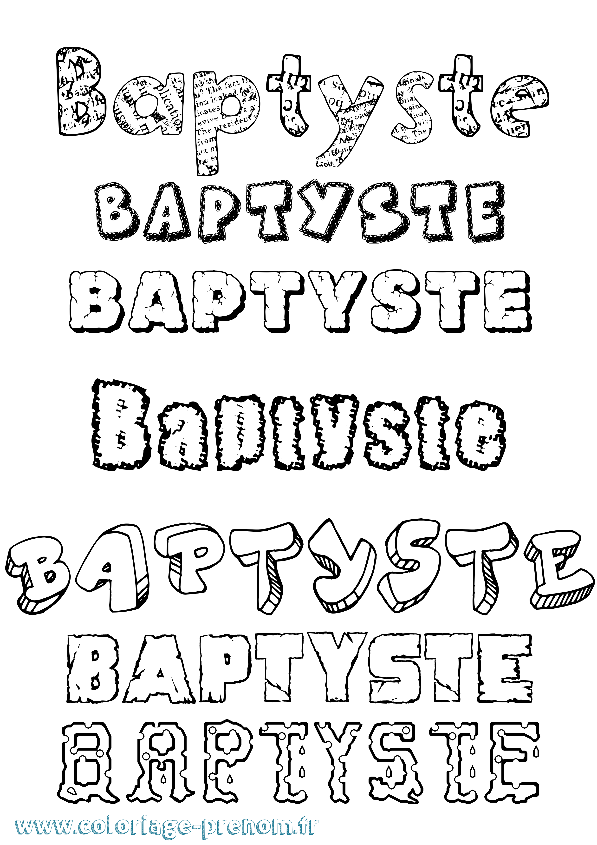 Coloriage Baptyste Destructuré Coloriage prénom Baptyste Destructuré