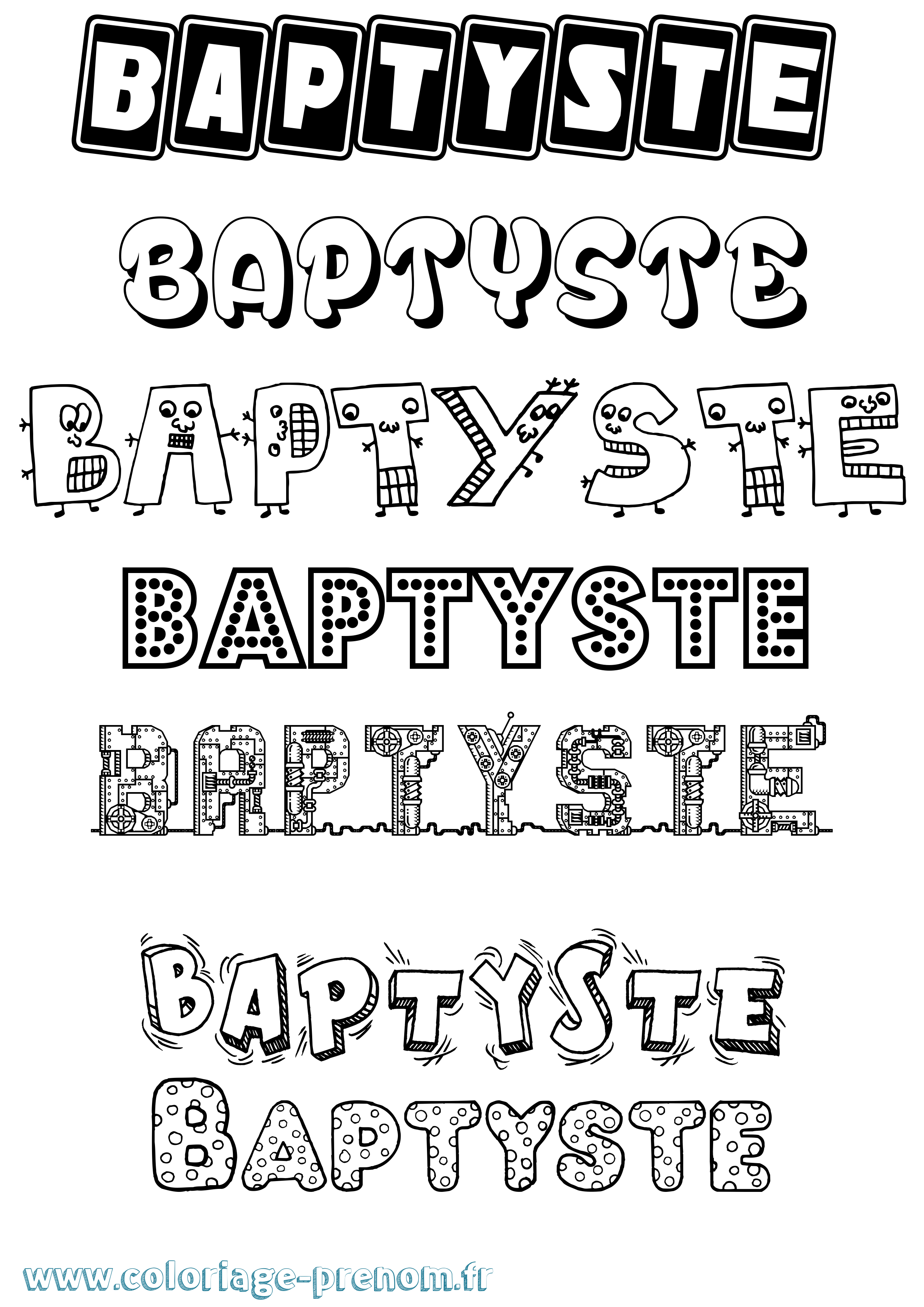Coloriage Baptyste Fun Coloriage prénom Baptyste Fun