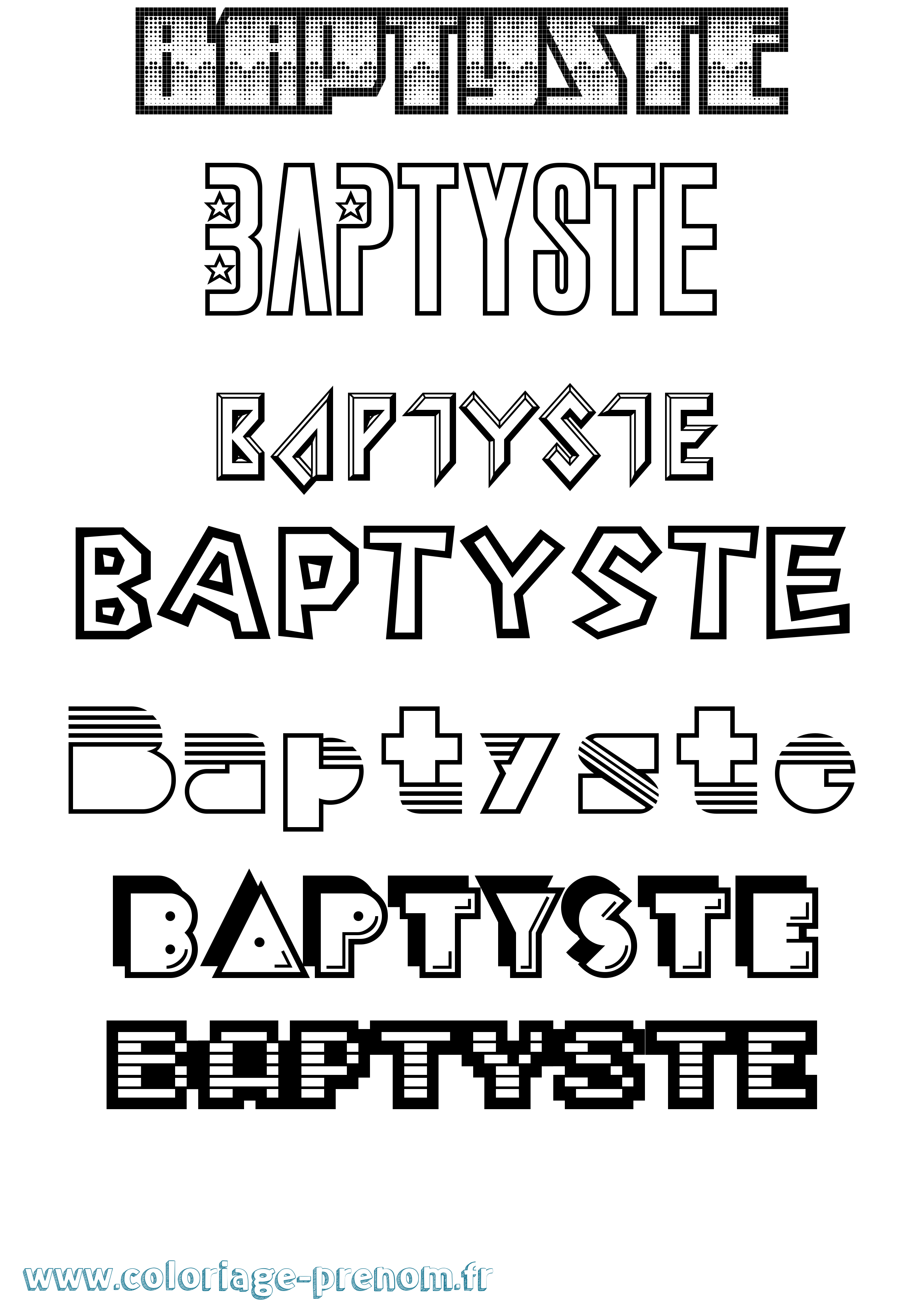 Coloriage Baptyste Jeux Vidéos Coloriage prénom Baptyste Jeux Vidéos