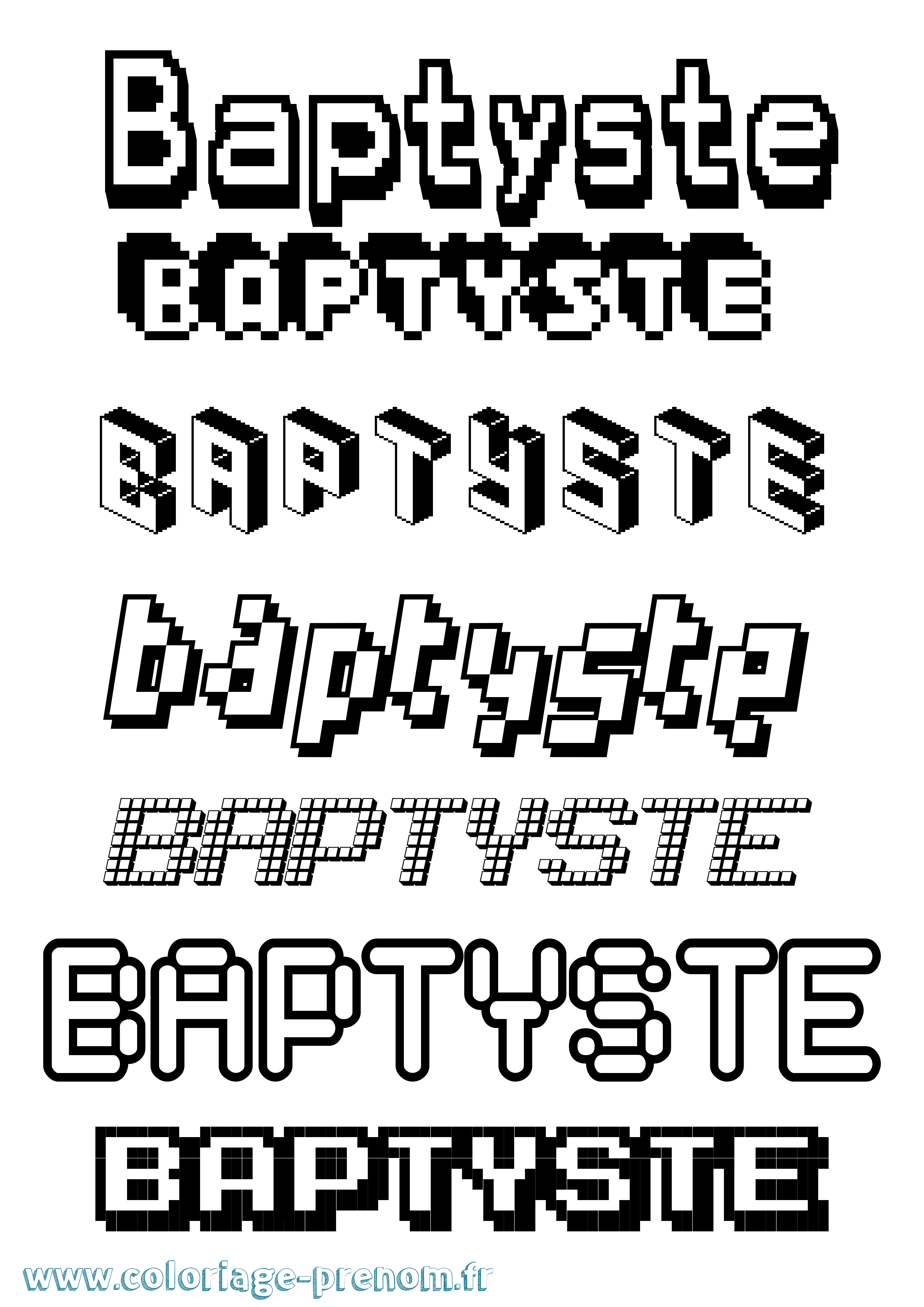 Coloriage Baptyste Pixel Coloriage prénom Baptyste Pixel